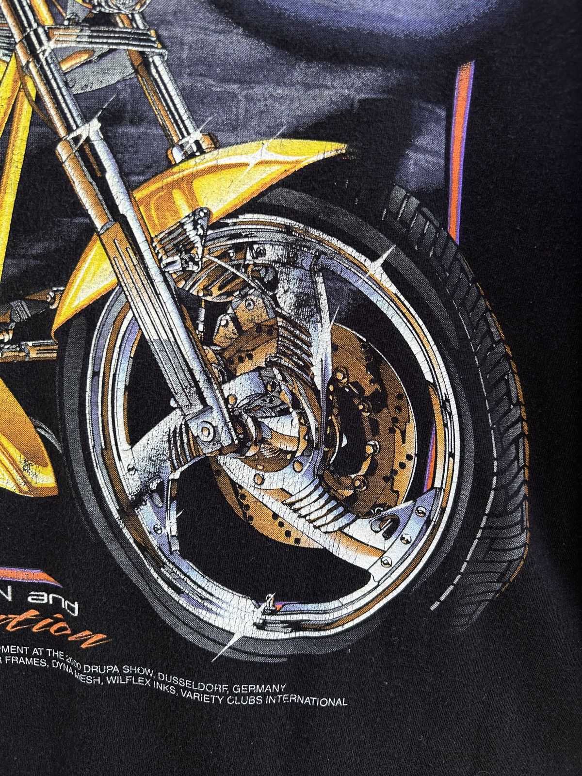 Vintage 90s Stone Cold Motorcycle Fabrication Graphic Design T-Shirt Size US L / EU 52-54 / 3 - 4 Thumbnail