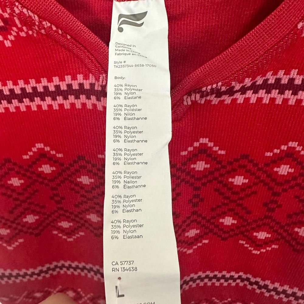 Fabletics Fabletics Cloud V-Neck Crop Tank Nordic Fairisle Red Large Size L / US 10 / IT 46 - 7 Thumbnail