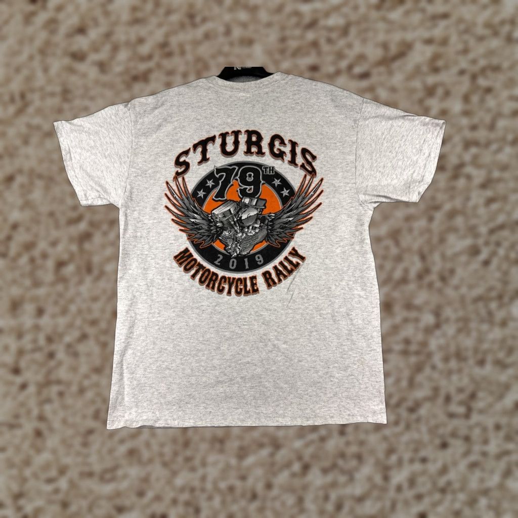 Vintage Sturgis Shirt Adult Large Gray Motorcycle 2019 79th Cotton Short Sleeve T-Shirt Size L / US 10 / IT 46 - 1 Thumbnail
