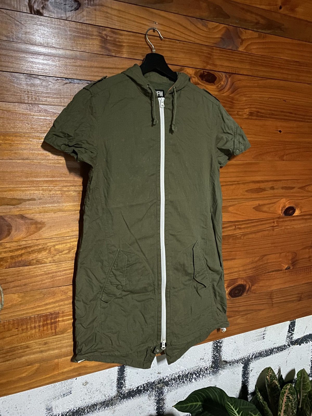 Japanese Brand PPFM Olive Green Hooded Parka Dress | 2000s Streetwear Size M / US 6-8 / IT 42-44 - 5 Thumbnail