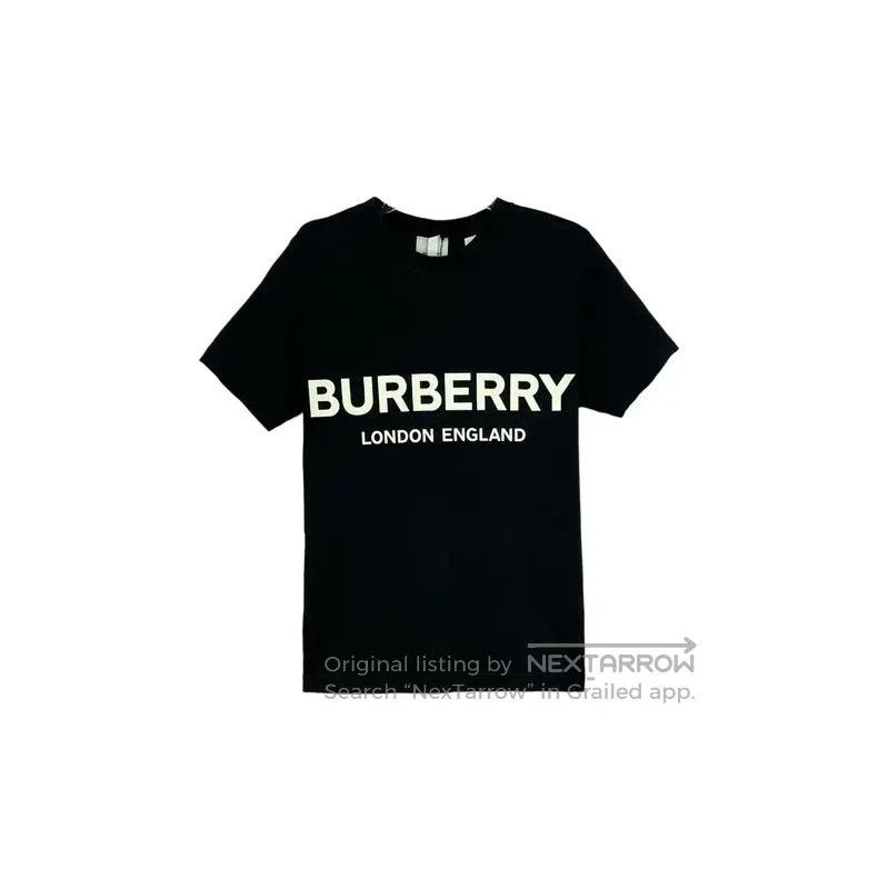 Burberry Black Cotton Short Sleeve T-Shirt.