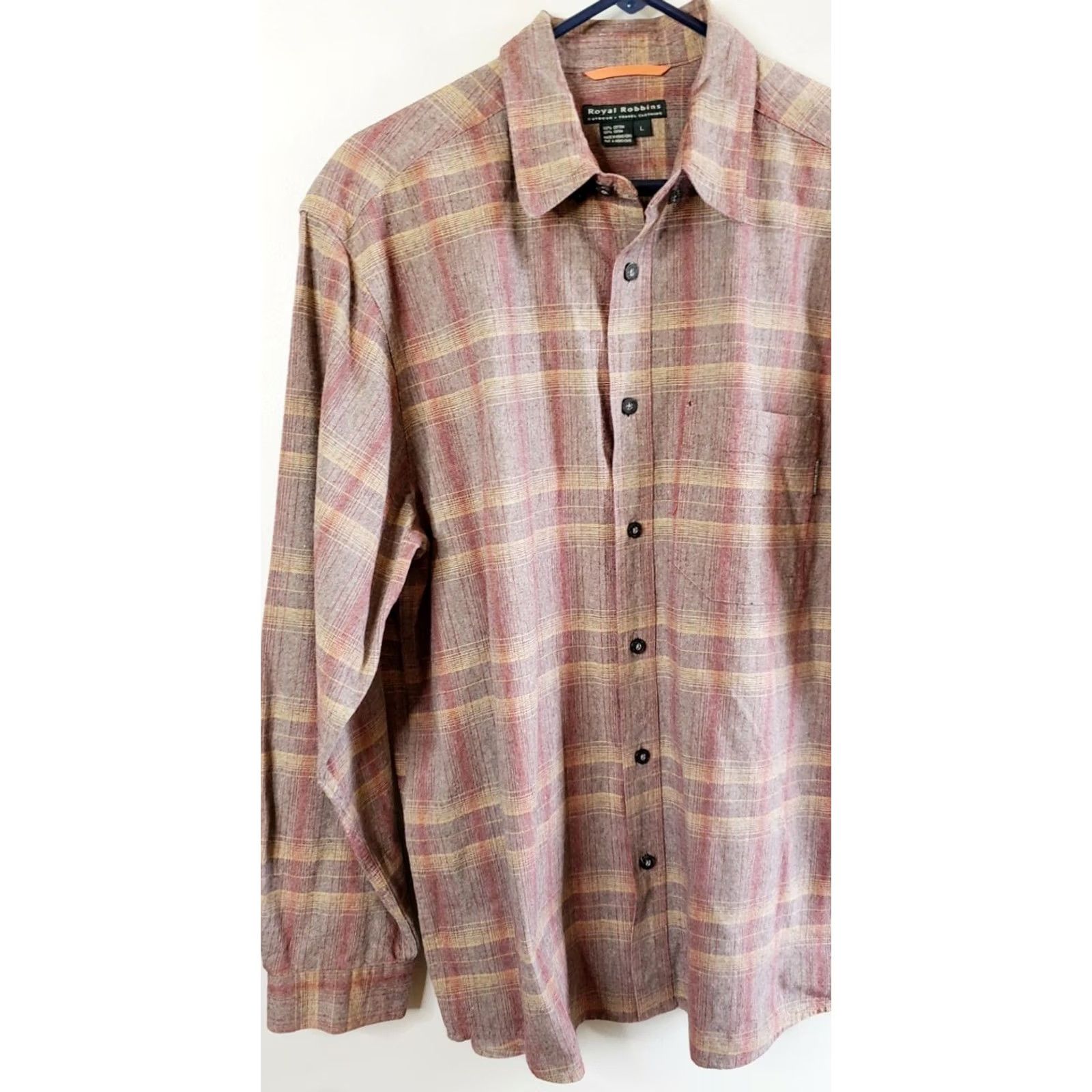 Royal Robbins Royal Robbins Plaid Shirt Men L Brown Red One Pocket Long Sleeve Button-Down Casual Size US L / EU 52-54 / 3 - 4 Thumbnail