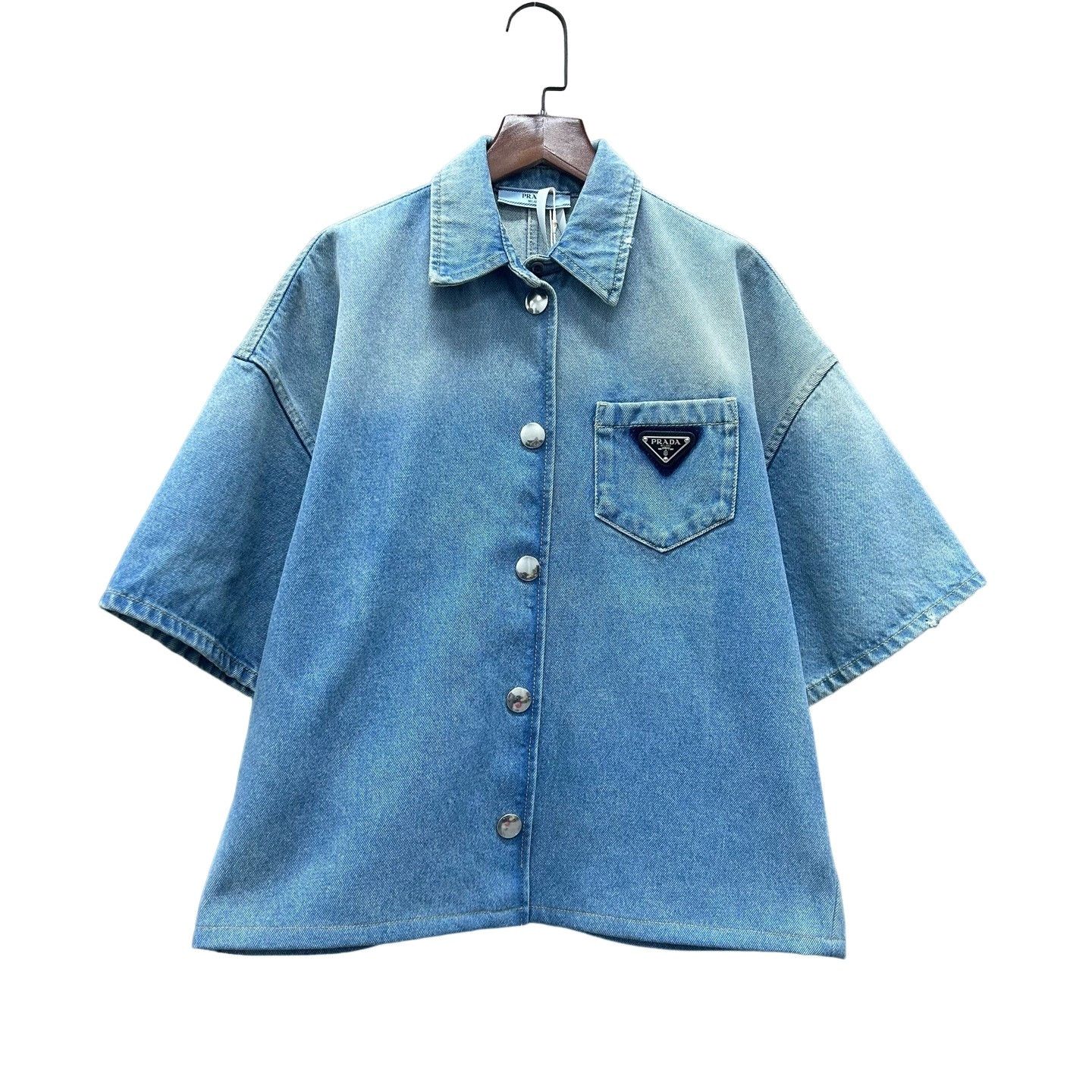 Prada Prada Triangle Logo Denim Shirt IT 38 Size XS / US 0-2 / IT 36-38 - 1 Thumbnail