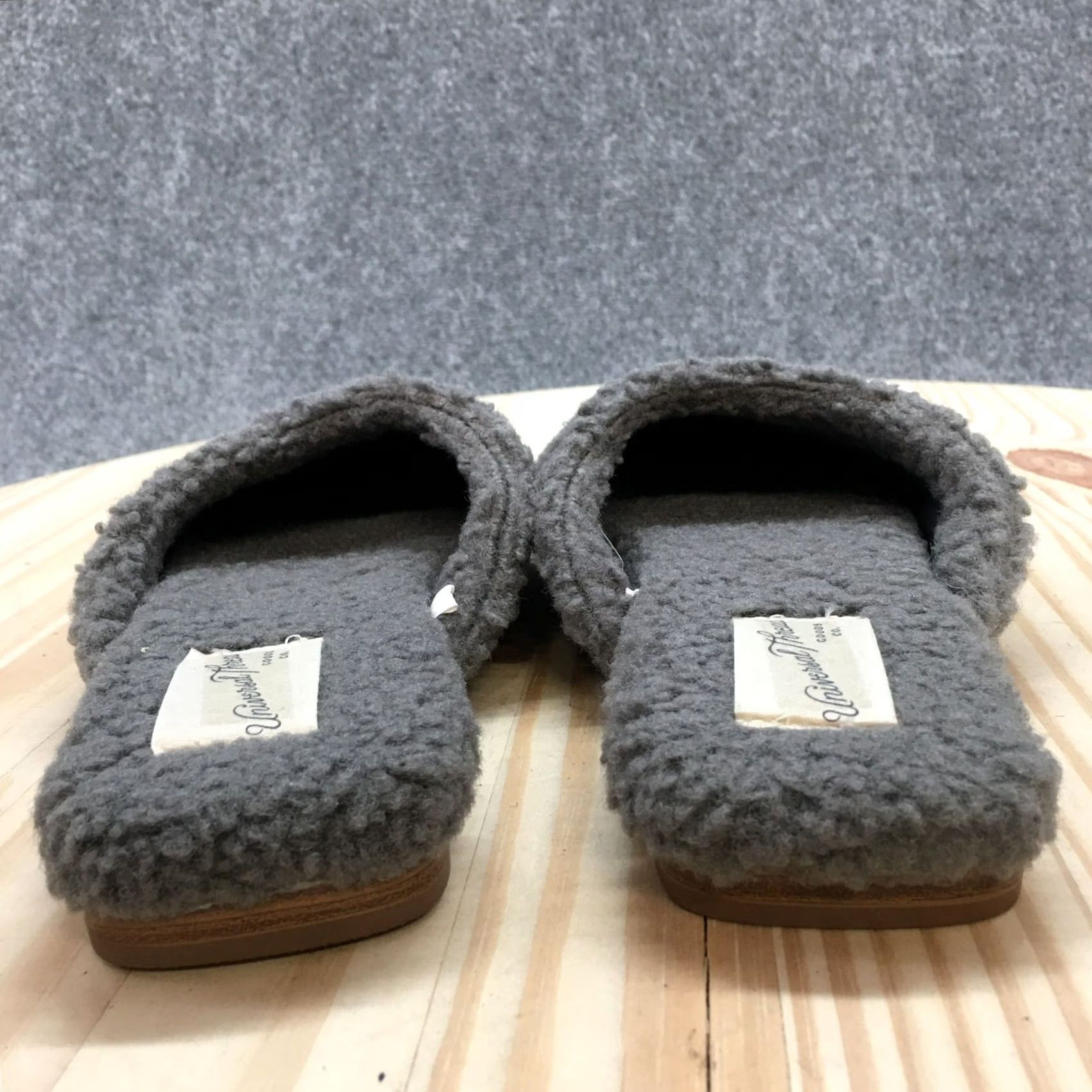 Vintage Universal Thread Slippers Womens 9.5 Margot Mules Gray Faux Fur Comfort Slip On Size ONE SIZE - 7 Thumbnail