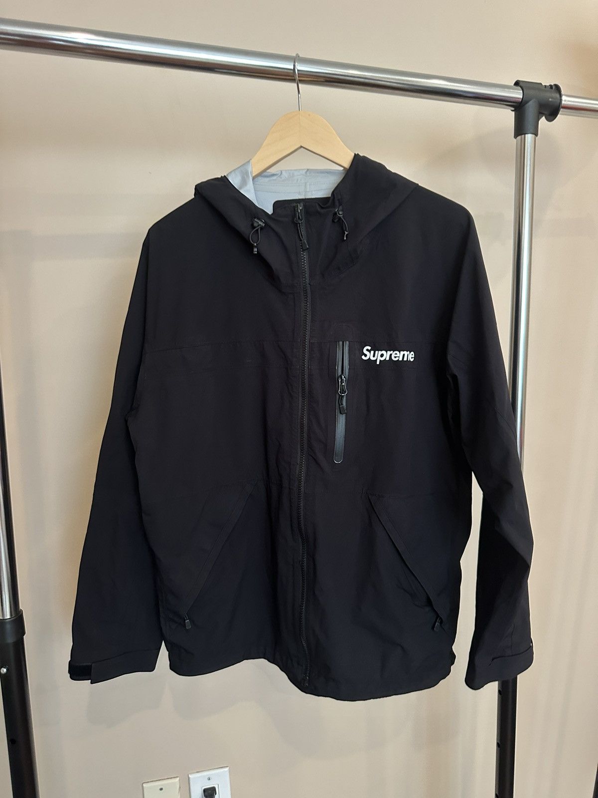 Supreme Supreme Tape Seam Zip Up Rain Jacket Black | Grailed