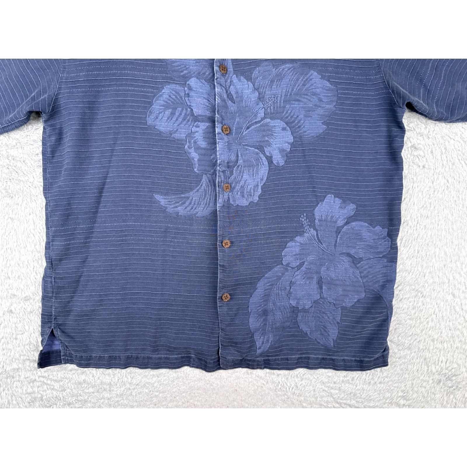 Tommy Bahama Tommy Bahama Shirt Men Extra Large Blue Stripe Floral Button Hawaiian 100% Silk Size US XL / EU 56 / 4 - 5 Thumbnail