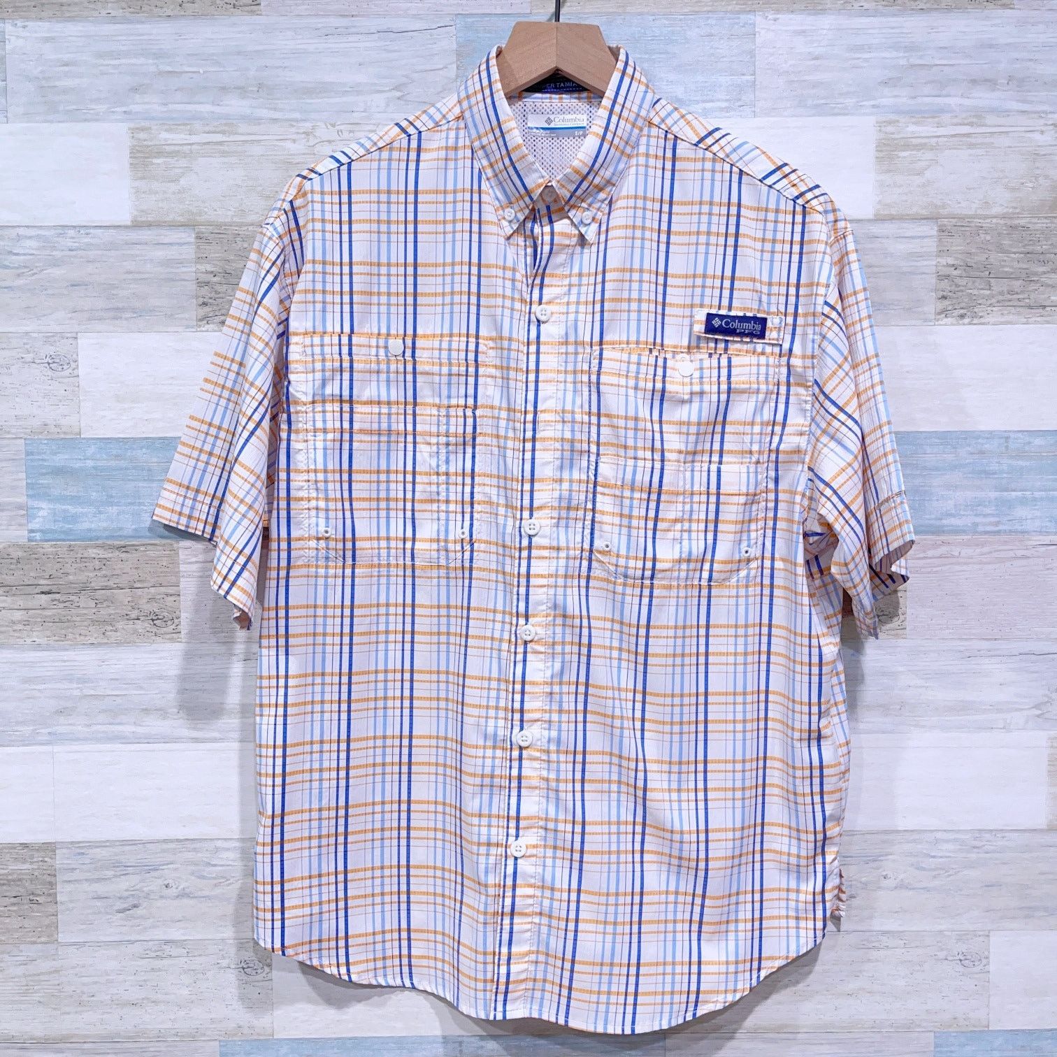Columbia Tamiami Shirt Mens XL Extra Large Blue PFG Omni