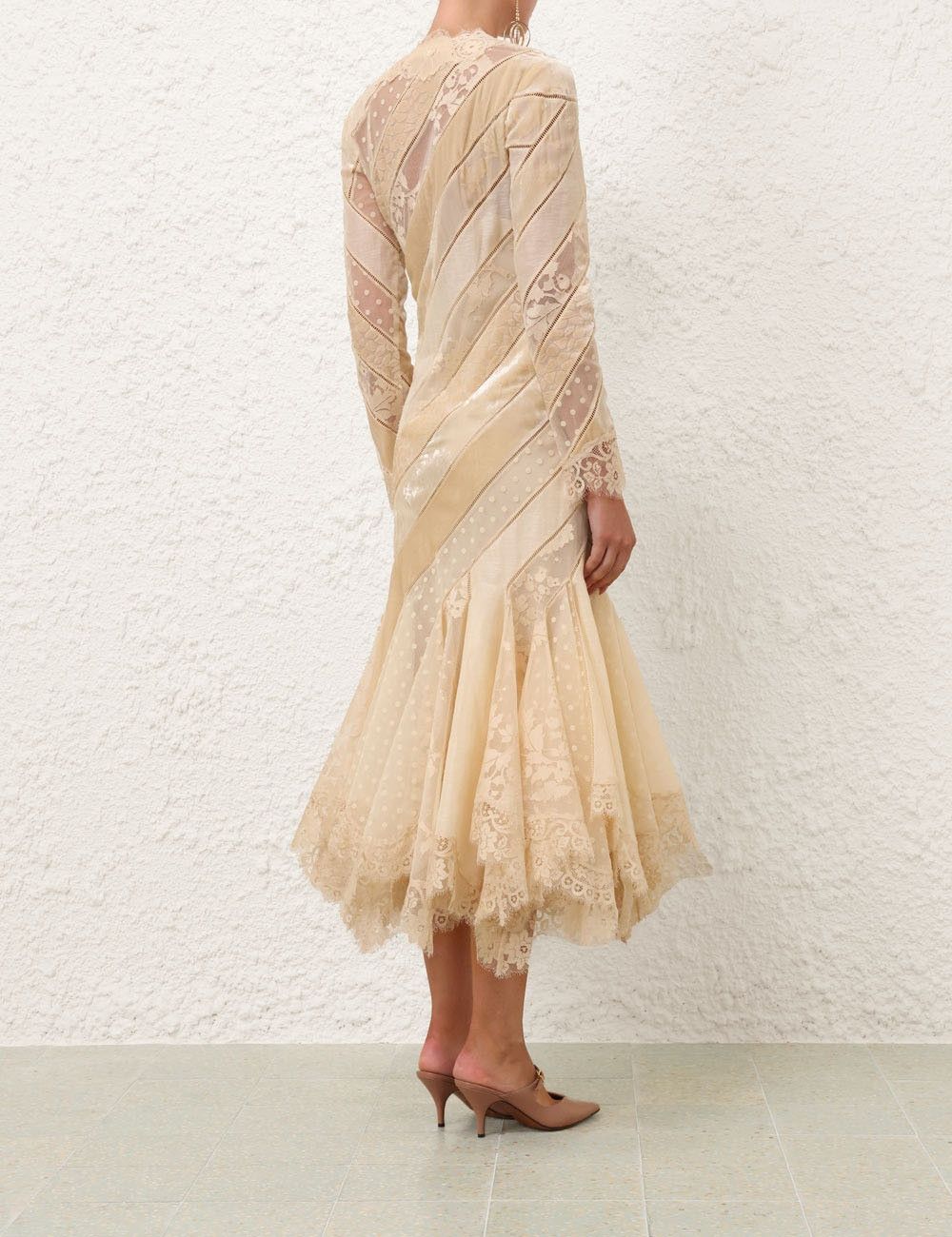 Zimmermann oc11z0925 Eden V Neck Spliced Gown in Cream Size M / US 6-8 / IT 42-44 - 4 Thumbnail
