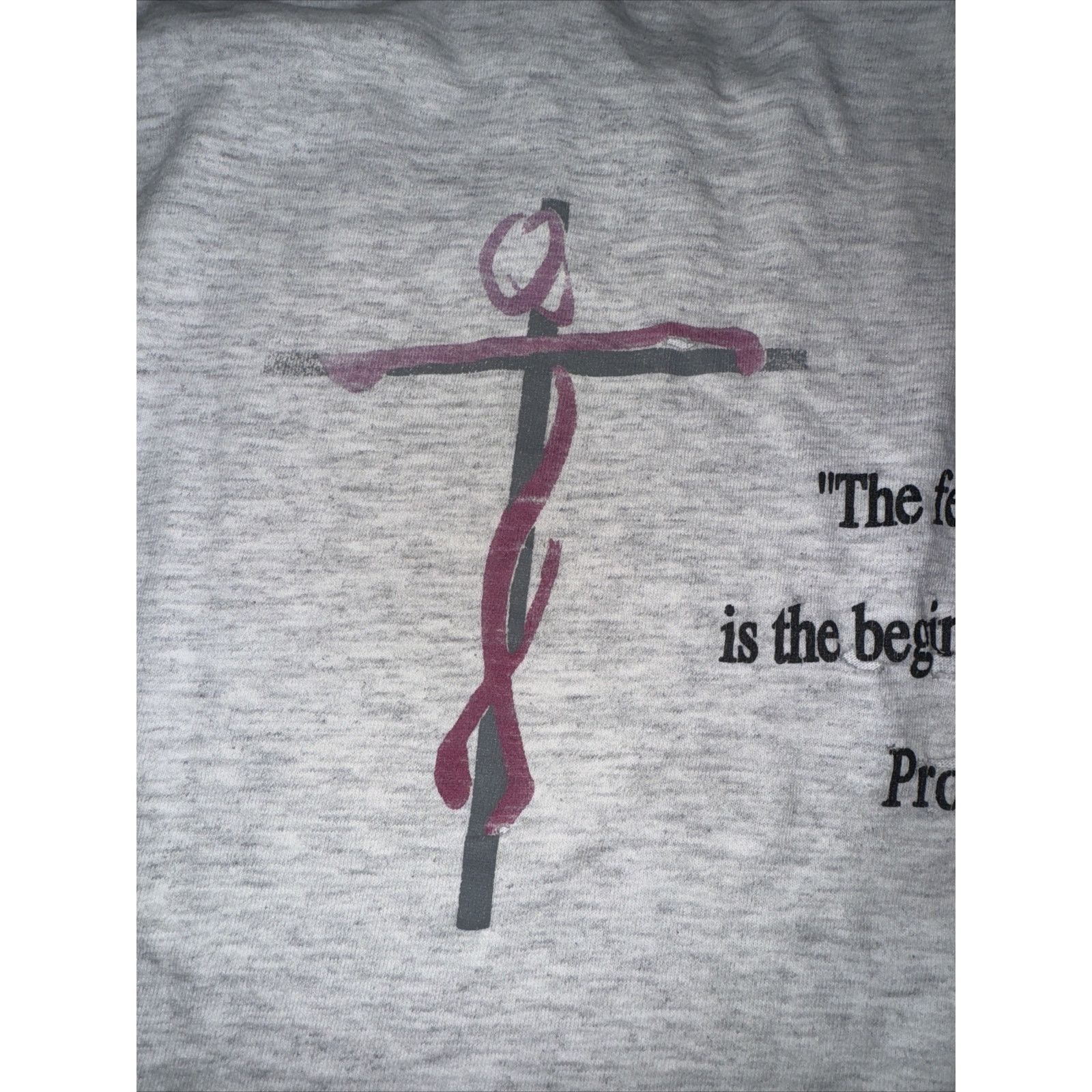 Band Tees Jesus T-Shirt Grey Proverbs 9:10 Oneita USA Single Stitch Size US XL / EU 56 / 4 - 7 Thumbnail