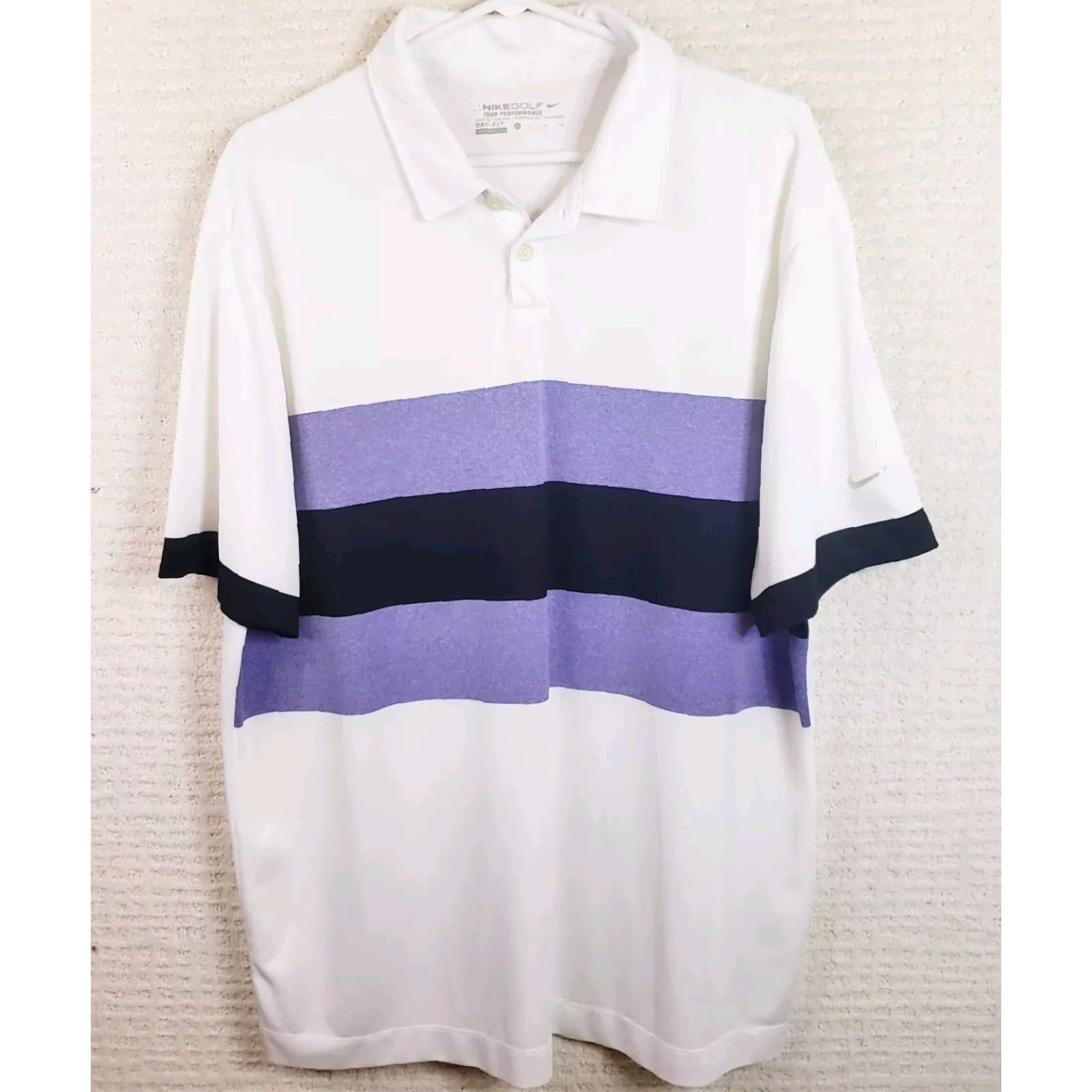 Nike Nike Golf Tour Performance Polo Shirt Men XL Colorblock Purple White DriFit Breathable Moisture Wicking Quick Dry Wrinkle Resistant Logo Golf Shirt Size US XL / EU 56 / 4 - 2 Thumbnail
