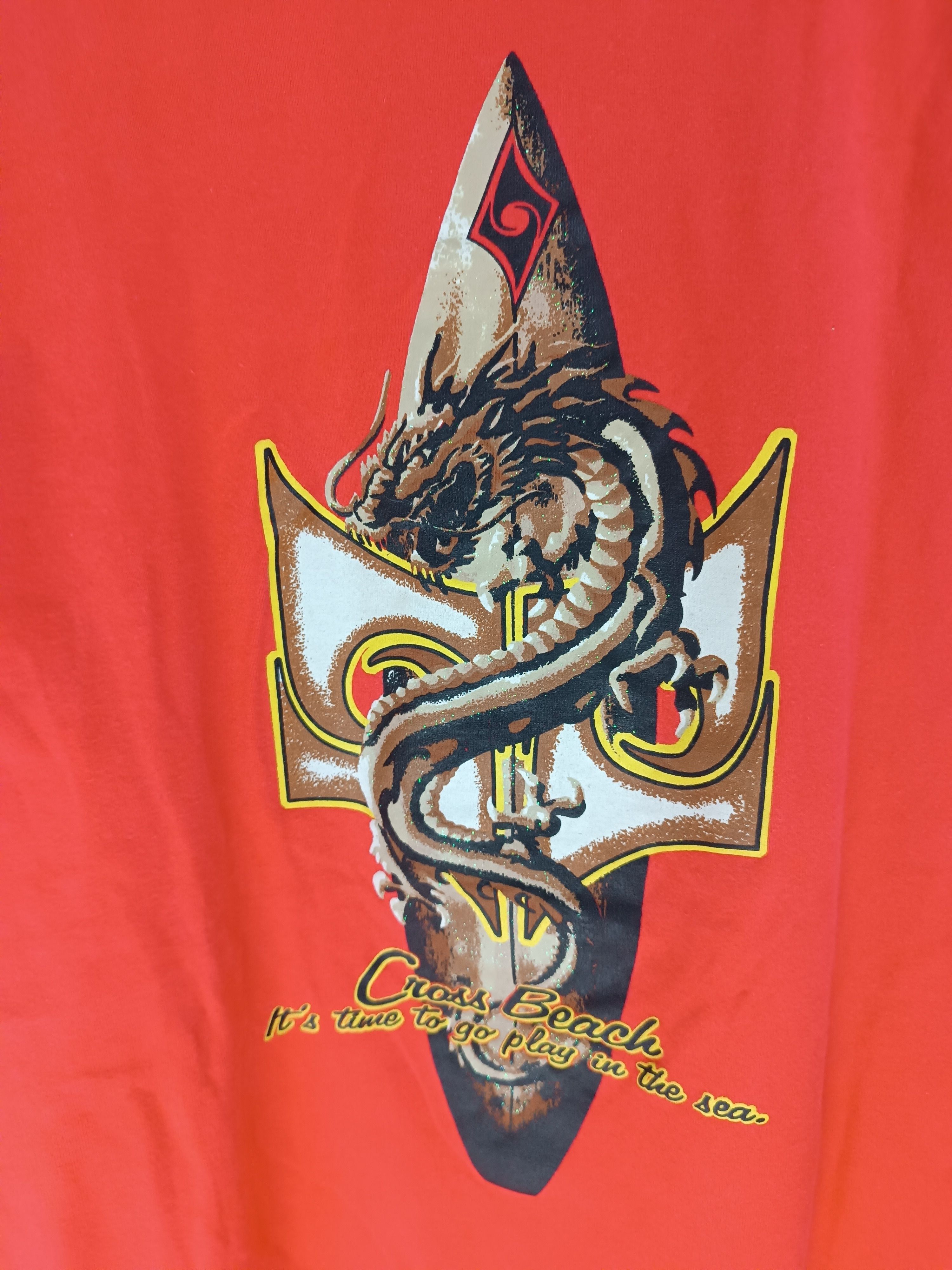 Vintage VINTAGE CROSS BEACH DRAGON SURF LOGO BEACH TEE jnco dogtown Size US M / EU 48-50 / 2 - 16 Thumbnail