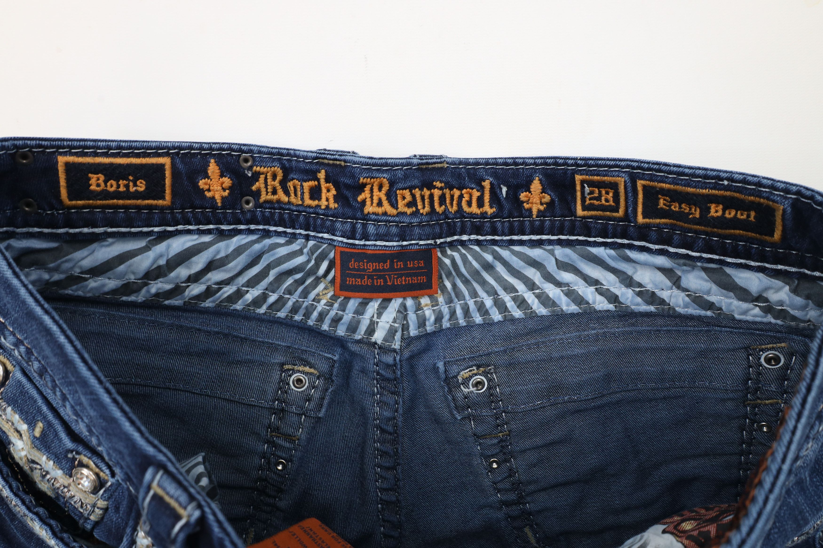 Vintage Rock Revival Stitch Jeweled Boris Easy Boot Denim Jeans Size 28" / US 6 / IT 42 - 6 Thumbnail