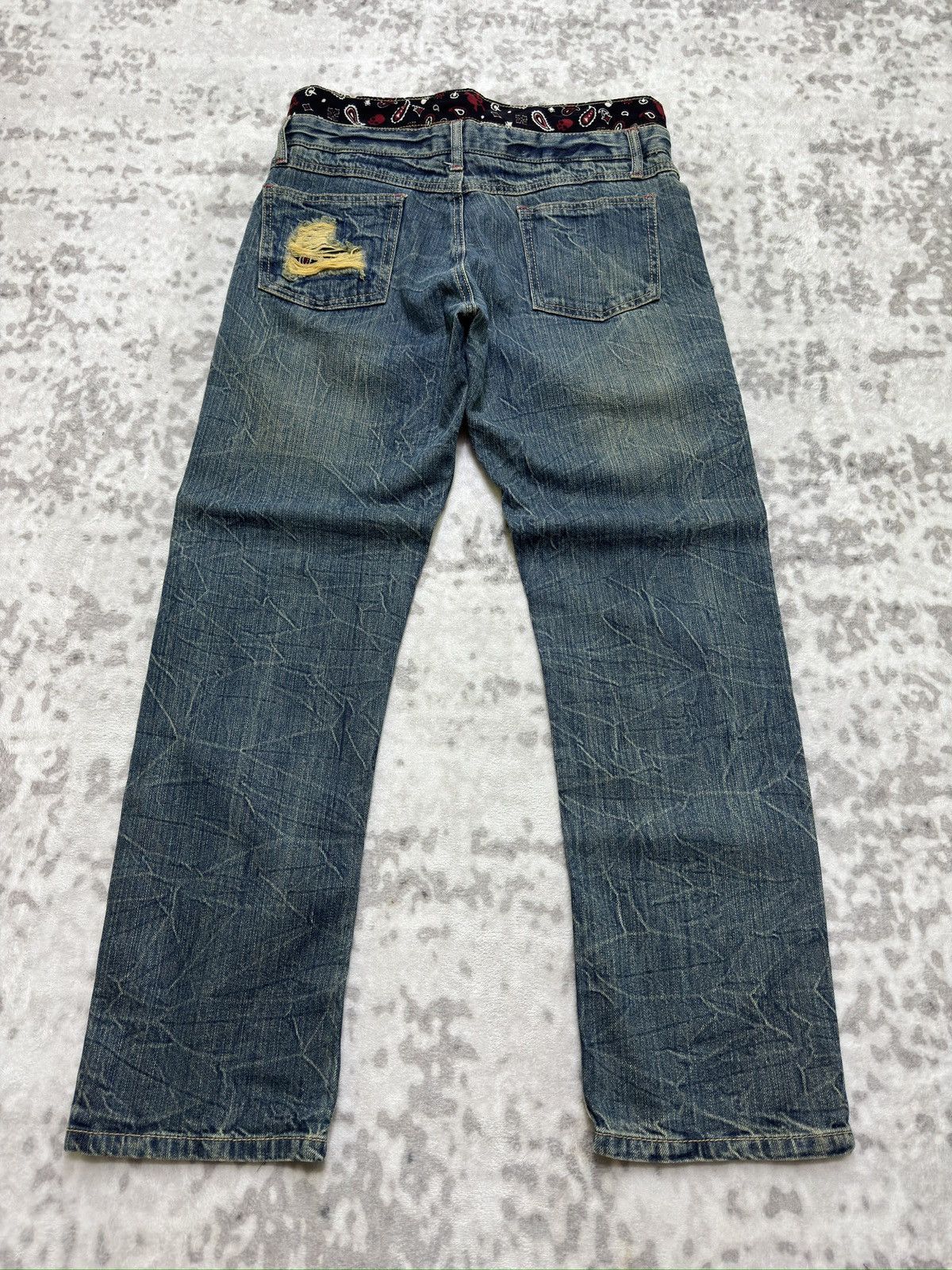Hysteric Glamour Vintage Pretty Green Design Double Waist Distressed Denim Size US 30 / EU 46 - 2 Thumbnail