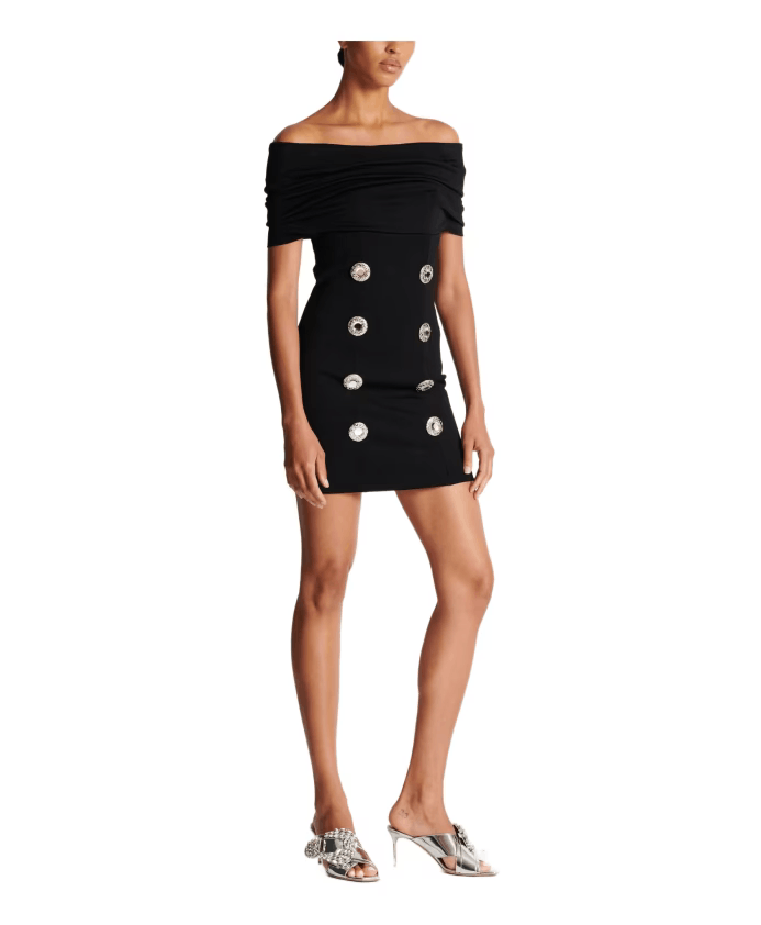 Balmain o1y0525 Mini Dress in Black Size S / US 4 / IT 40 - 3 Thumbnail