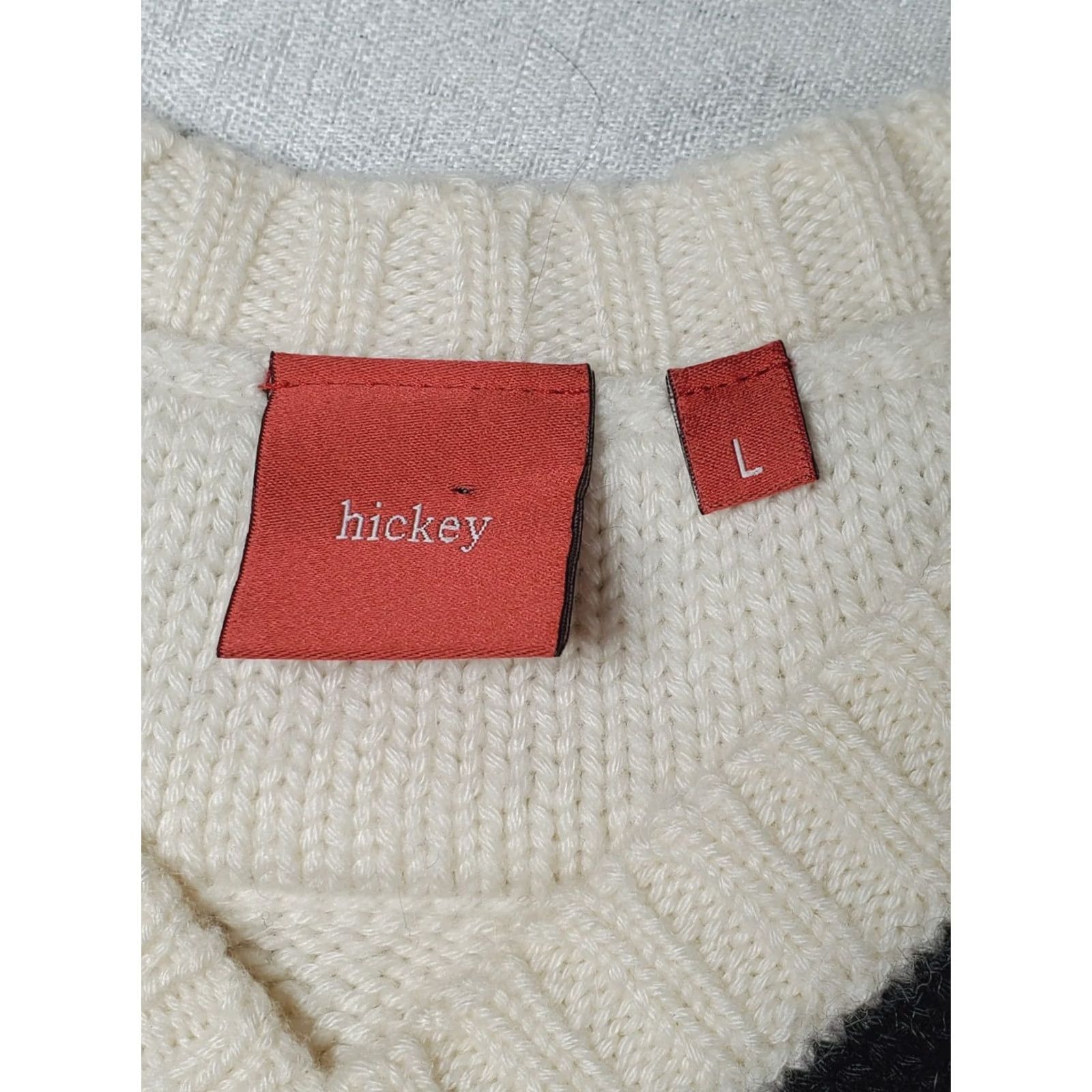 Vintage Hickey Freeman 100% Cashmere Cable Knit Cricket Sweater White Black Men's L Pullover Knit Casual/Workwear Size US L / EU 52-54 / 3 - 4 Thumbnail