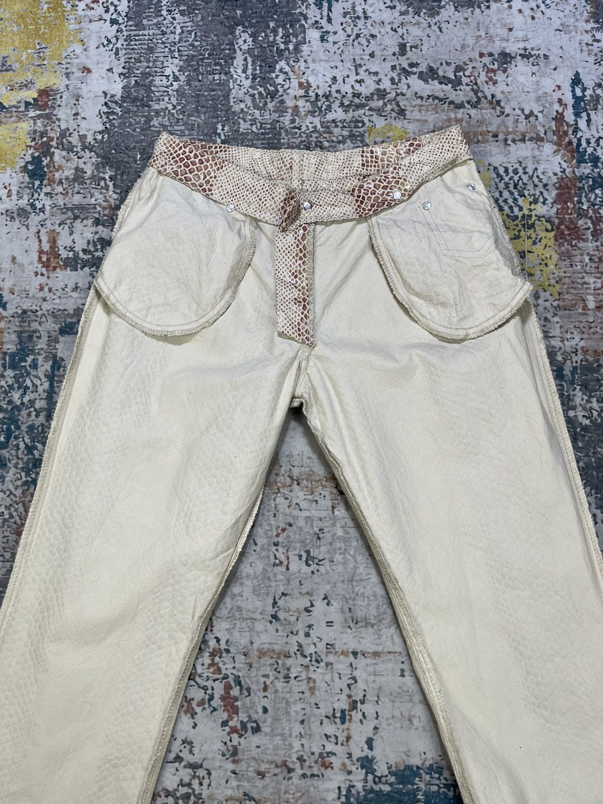 If Six Was Nine Acquaverde Snakeskin Flare Pants Size 28" / US 6 / IT 42 - 18 Thumbnail