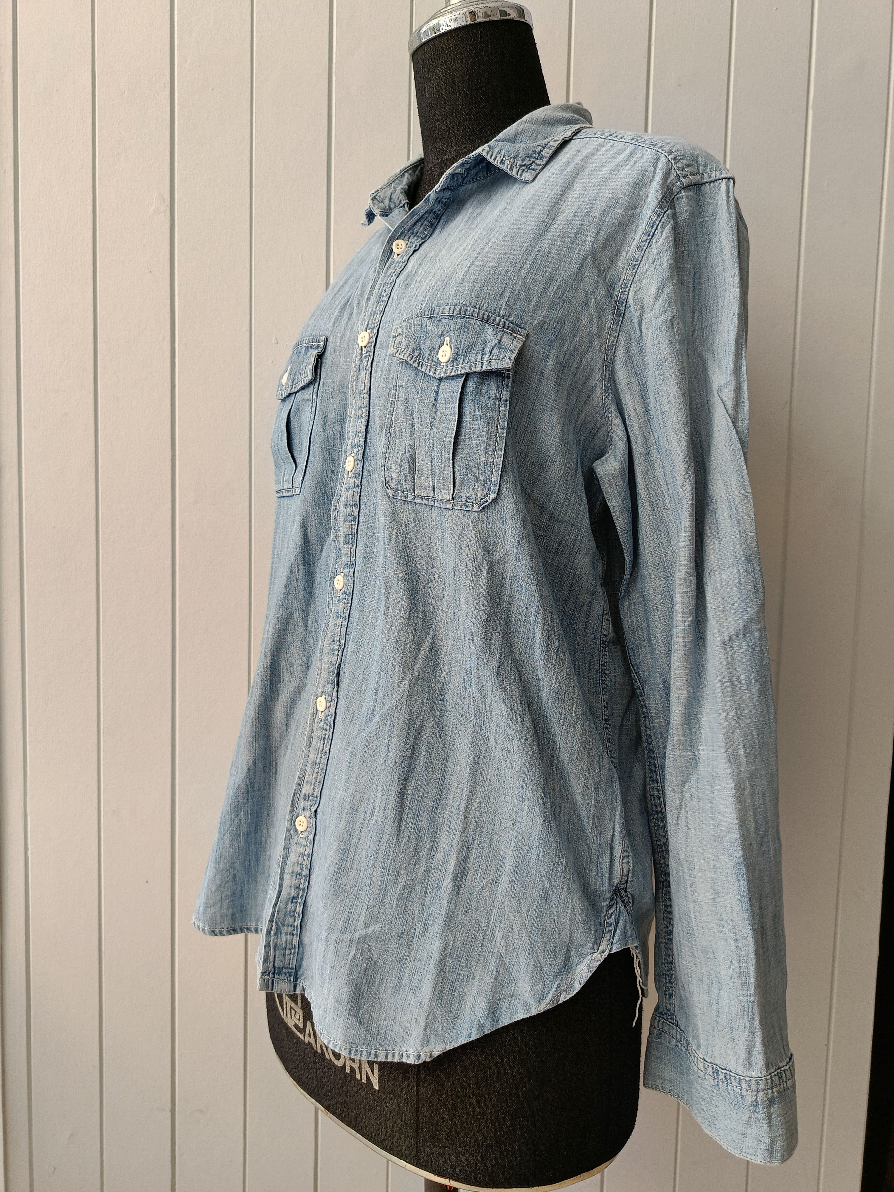 Japanese Brand Niko and ... 4 unisex blue denim chambray western work shirt Size M / US 6-8 / IT 42-44 - 6 Thumbnail