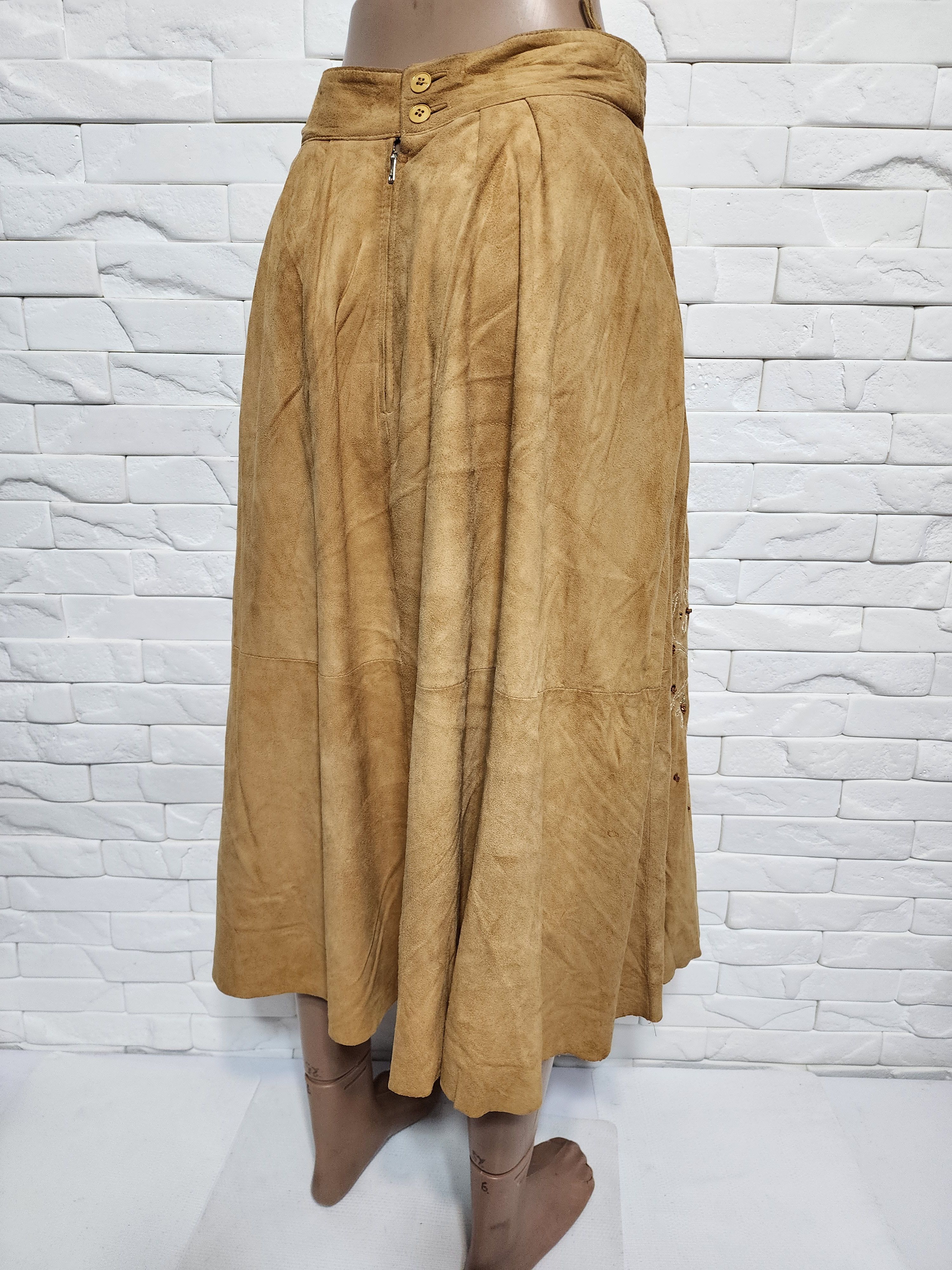 Other Brown Flared Leather Skirt with Pockets. Size 28" / US 6 / IT 42 - 6 Thumbnail