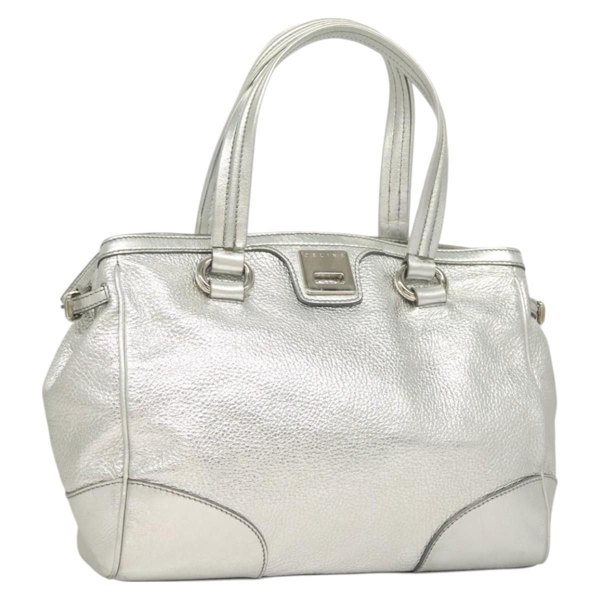 Celine CELINE Tote Bag Leather Silver Size ONE SIZE - 1 Thumbnail