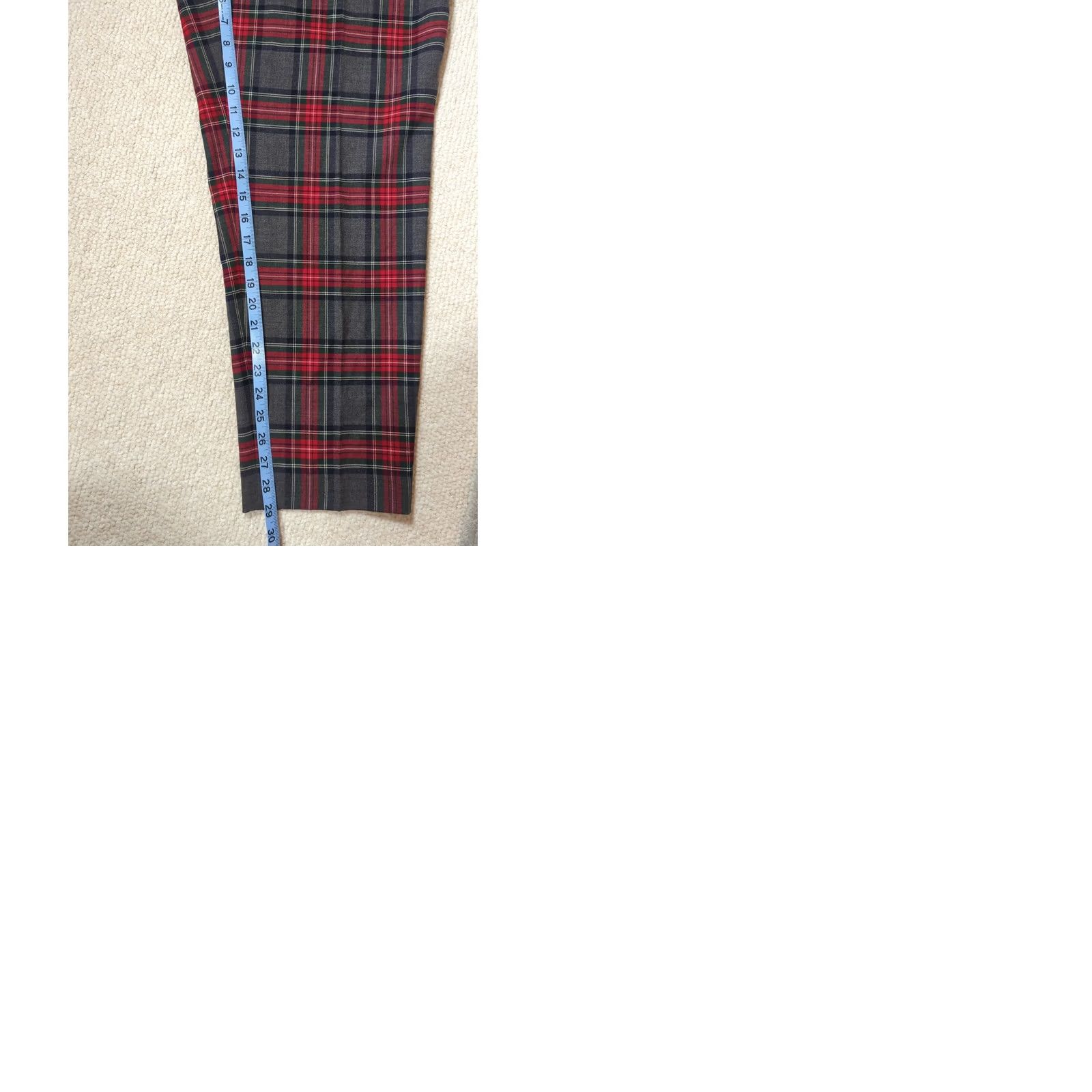 Talbots Talbots Womens Plus Size 18W Gray Red Tartan Plaid Slim Ankle Pants Wool Blend Size 40" / US 18 - 9 Thumbnail