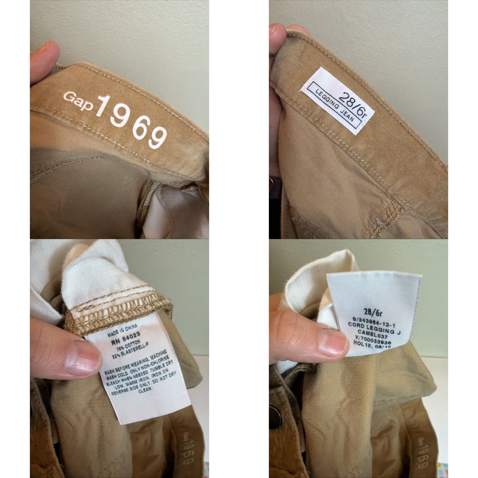 Gap VINTAGE Gap Women’s 6R Micro Corduroy Legging Jean Beige 30x29 Size 28" / US 6 / IT 42 - 10 Thumbnail