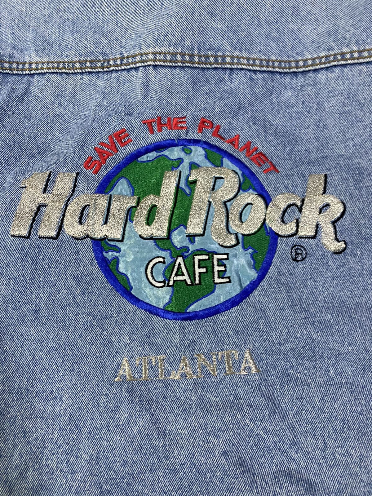 Hard Rock Cafe Vintage Hard Rock Cafe Atlanta Save The Planet Denim Jacket Size US L / EU 52-54 / 3 - 7 Thumbnail