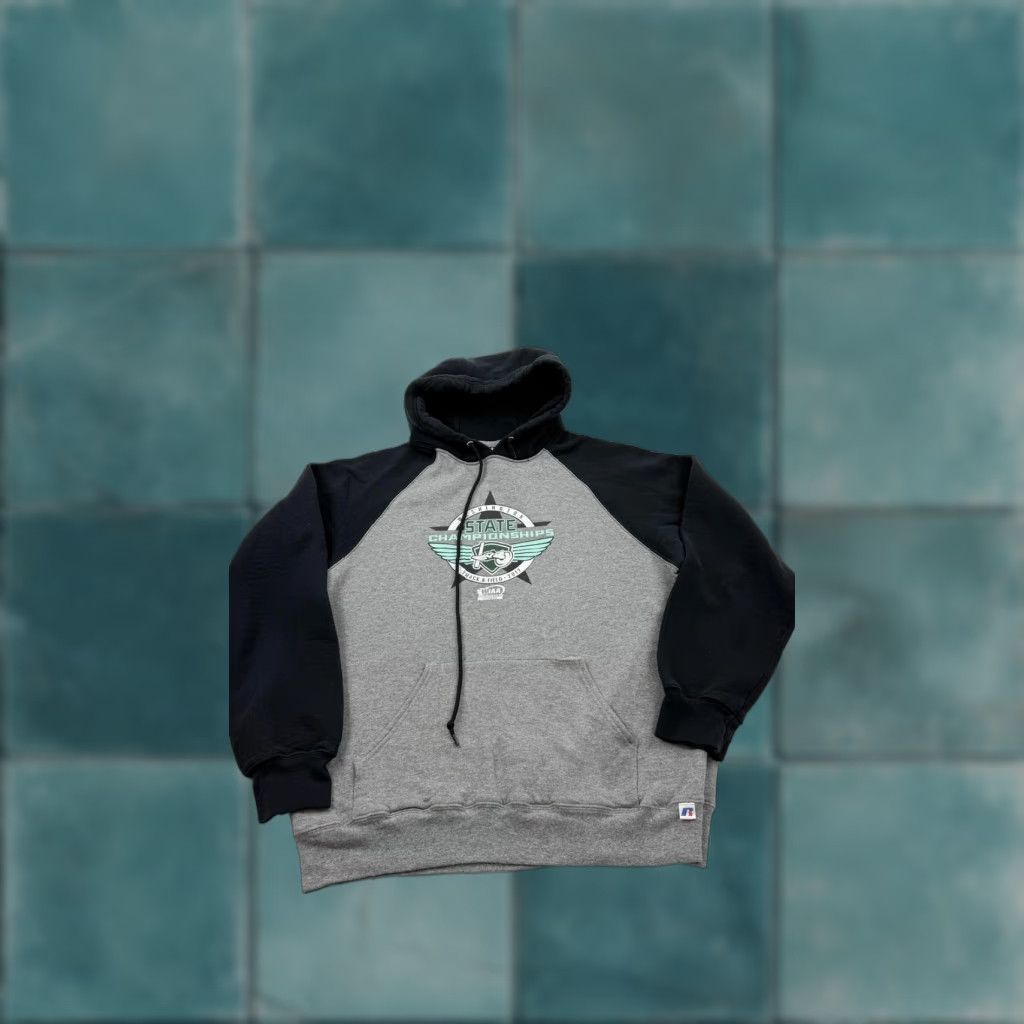 Russell Athletic VINTAGE Russell Athletic Hoodie Mens Large Gray Washington State Championships Track Field 2017 Graphic Print Pockets Mens Size US L / EU 52-54 / 3 - 1 Thumbnail