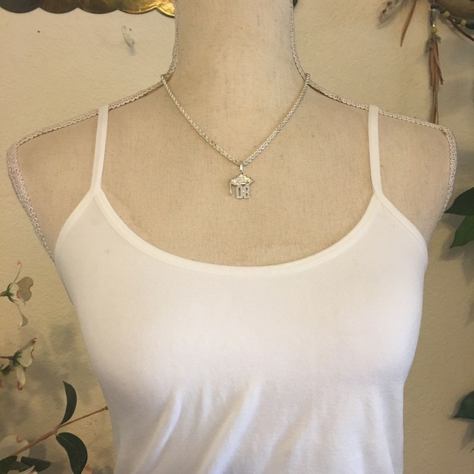 Jewelry Diamond cut accent silver ‘08 graduate necklace Size ONE SIZE - 3 Thumbnail