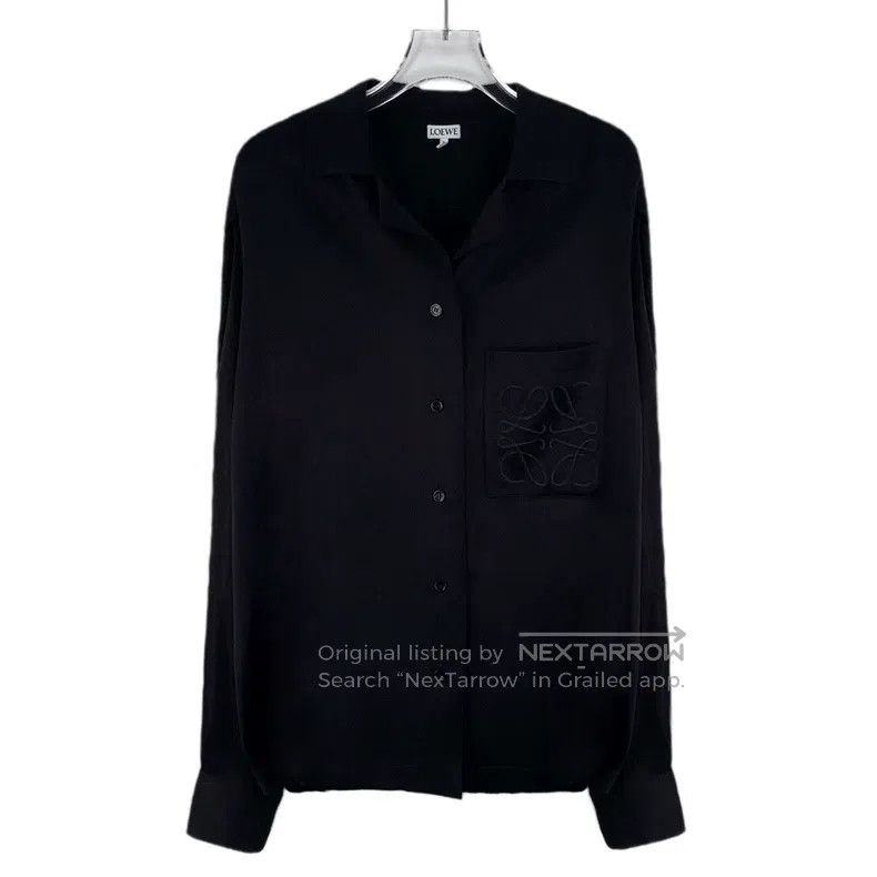 Loewe Loewe Black Logo Embroidered Cotton Collared Single-breast Size S / US 4 / IT 40 - 1 Thumbnail