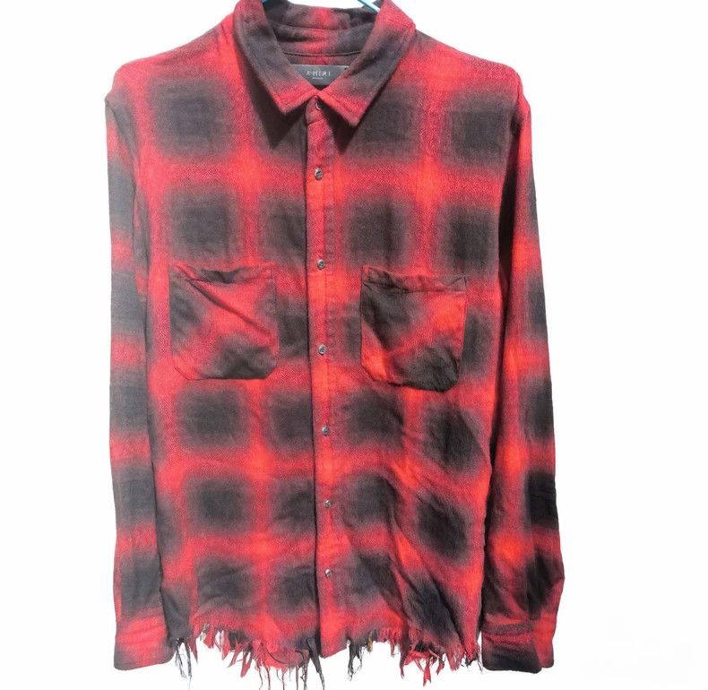 Amiri Amiri Flannel Black and Red Plaid Fringed Shirt Size US M / EU 48-50 / 2 - 1 Thumbnail