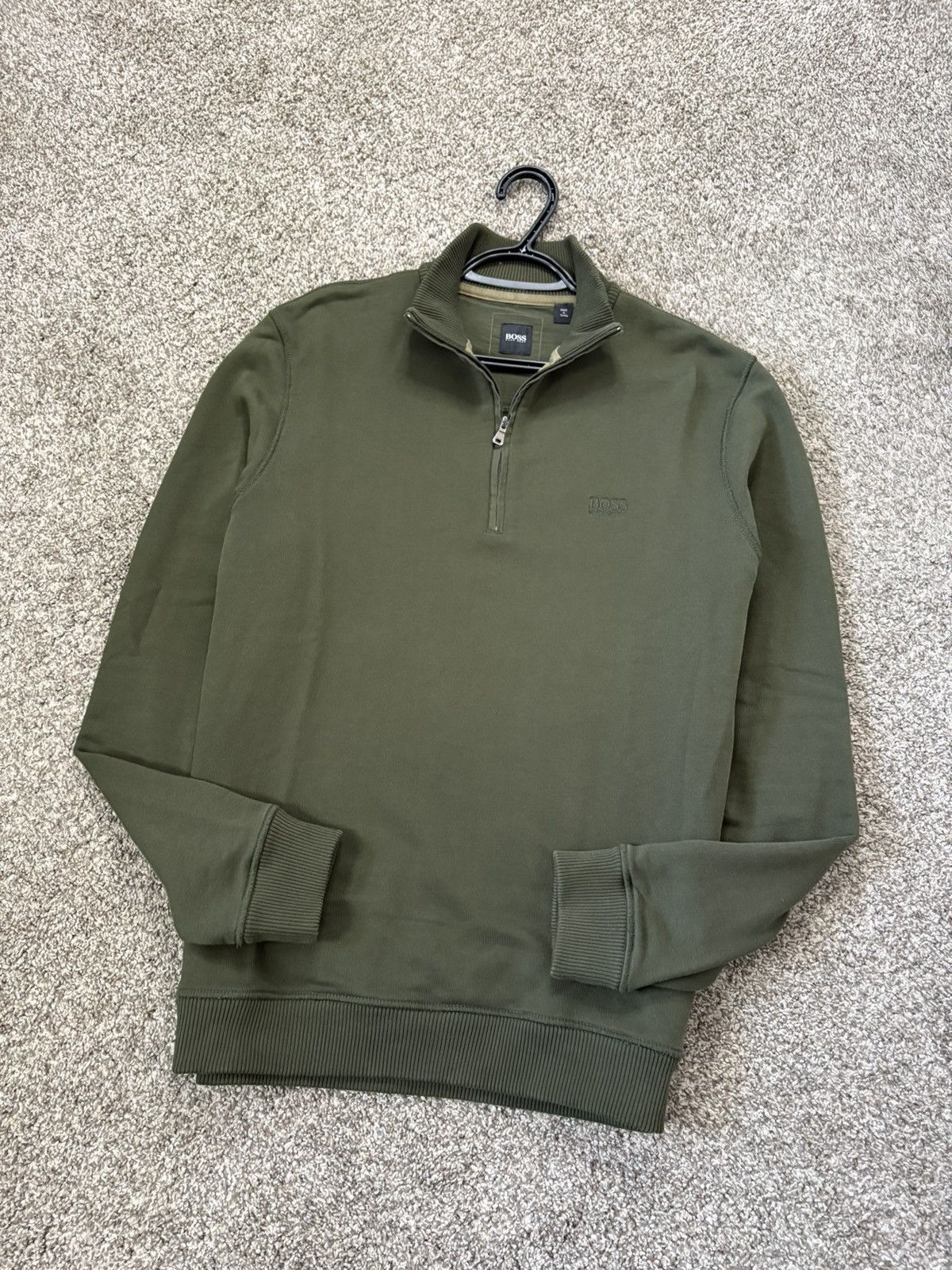 Hugo Boss Hugo Boss Mens Green Mock Neck 1/4 Zip Long Sleeve Sweater L Size US L / EU 52-54 / 3 - 6 Thumbnail