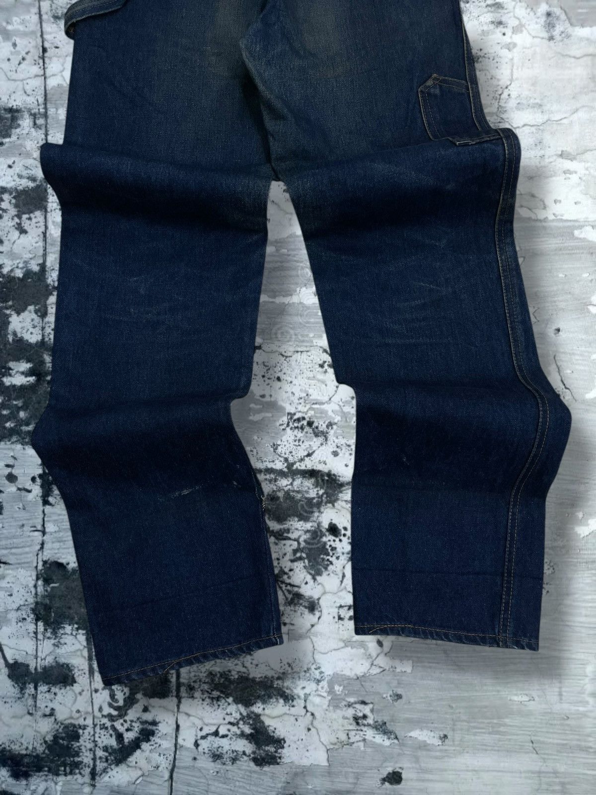 Japanese Brand Vintage 90s Designer Bison Rustic Blue Overall Iconic Denim Size US 33 - 12 Thumbnail