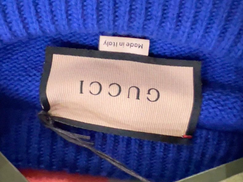 Gucci Gucci Gucci I Love You" colorful letter design blue sweater Size US XL / EU 56 / 4 - 4 Thumbnail