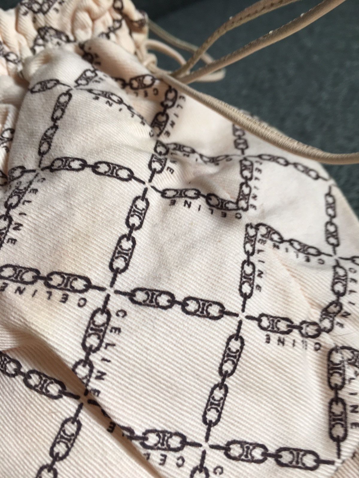 Celine Céline CELINE Canvas Drawstring Pouch Beige Monogram Bag Size ONE SIZE - 5 Thumbnail