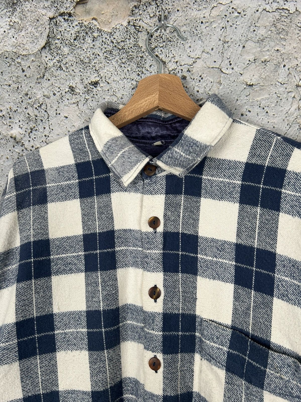 Flannel Vintage Flannel Shirt Blue White 90s Workwear Overshirt Size US XL / EU 56 / 4 - 3 Thumbnail