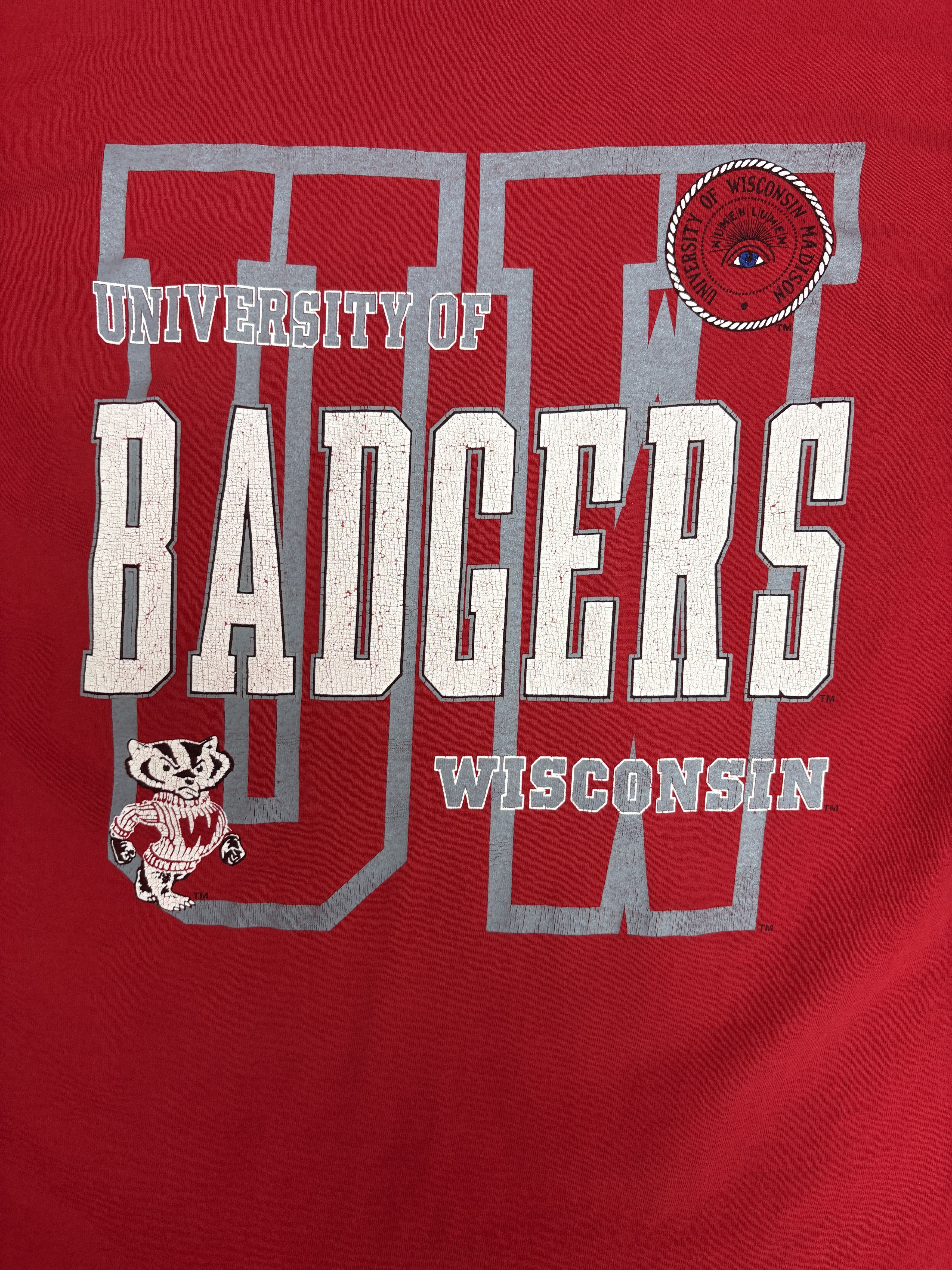 Vintage University of Wisconsin Badgers Vintage Red T-Shirt Tee Size US L / EU 52-54 / 3 - 2 Thumbnail