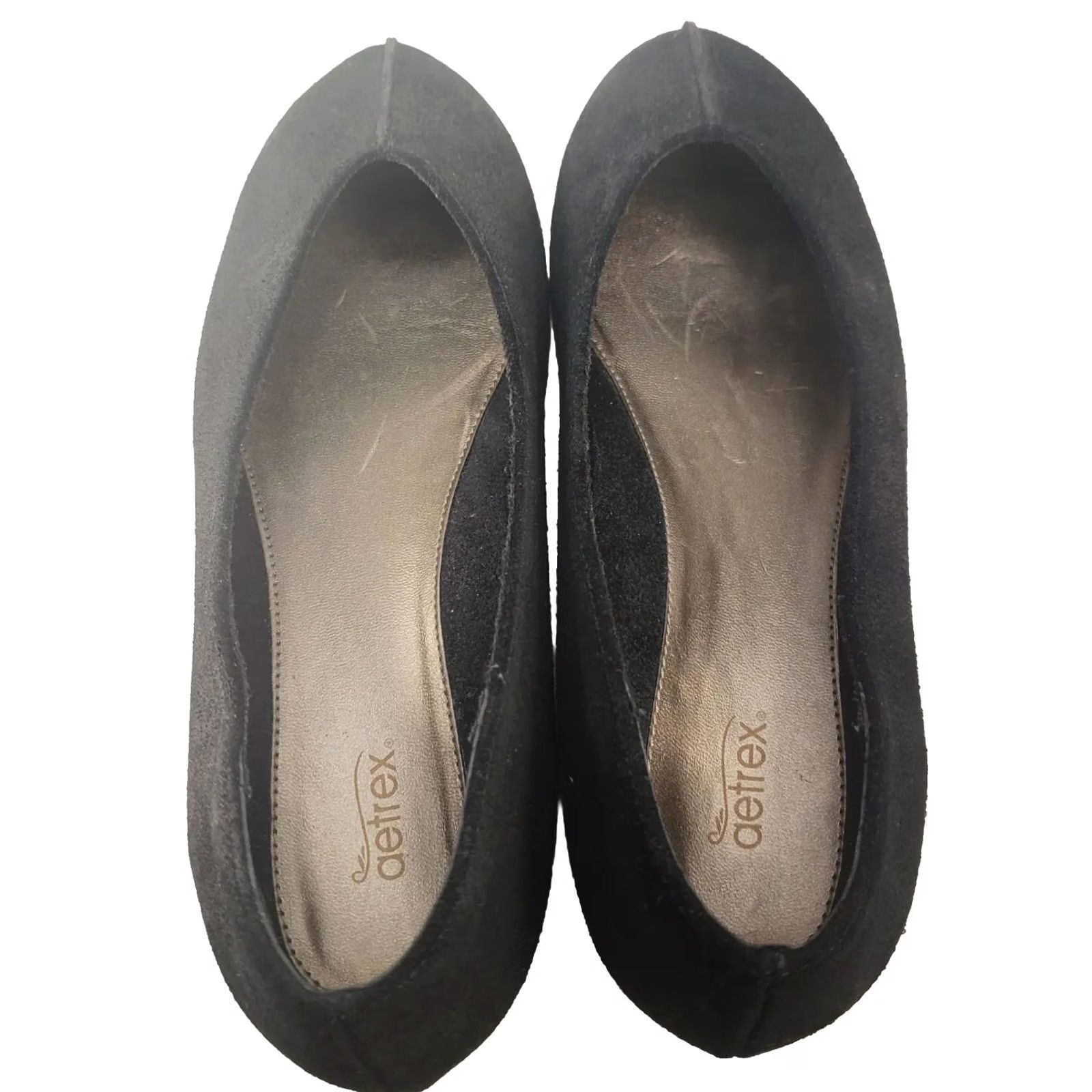 Aetrex Aetrex Camie Flat Women Suede Split Toe Orthopedic Memory Foam Cushioned Arch Support Slip On 8M Black Size US 8 / IT 38 - 6 Thumbnail
