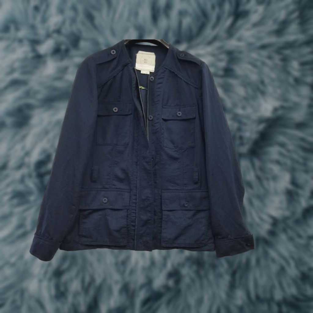 Anthropologie Hei Hei Cargo Jacket Navy Medium Blue Full Zip Casual Women Military Jacket Size M / US 6-8 / IT 42-44 - 1 Thumbnail
