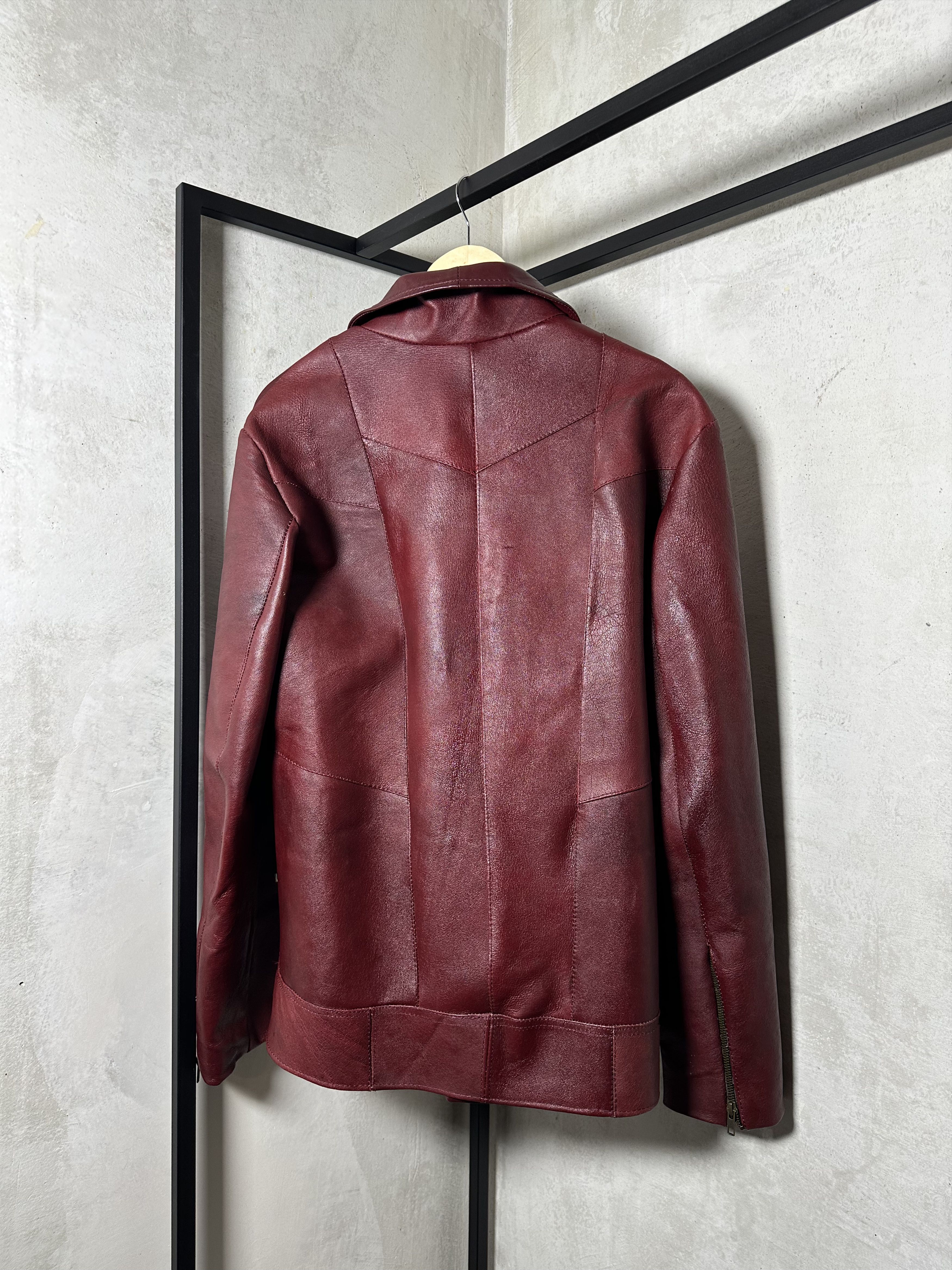Genuine Leather Custom Made Leather BBS Burgundy Leather Jacket Size US XL / EU 56 / 4 - 5 Thumbnail