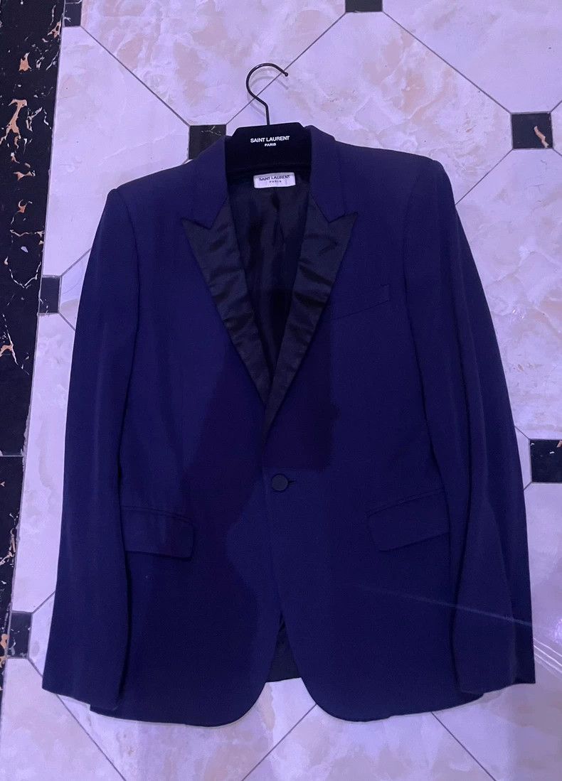 Saint Laurent Paris Saint Laurent Blue Smoking Jacket Size 48 Size US M / EU 48-50 / 2 - 1 Thumbnail