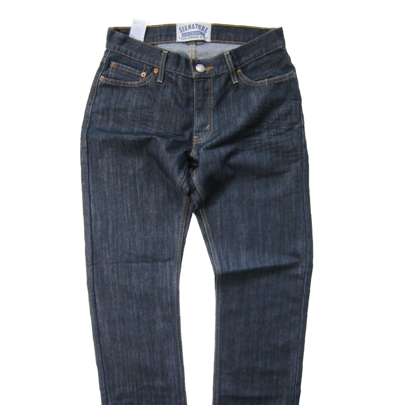 Levi's Levi's Signature Cotton Stretch Dark Wash Slim Straight Fit Jeans Men 30 Size US 30 / EU 46 - 5 Thumbnail