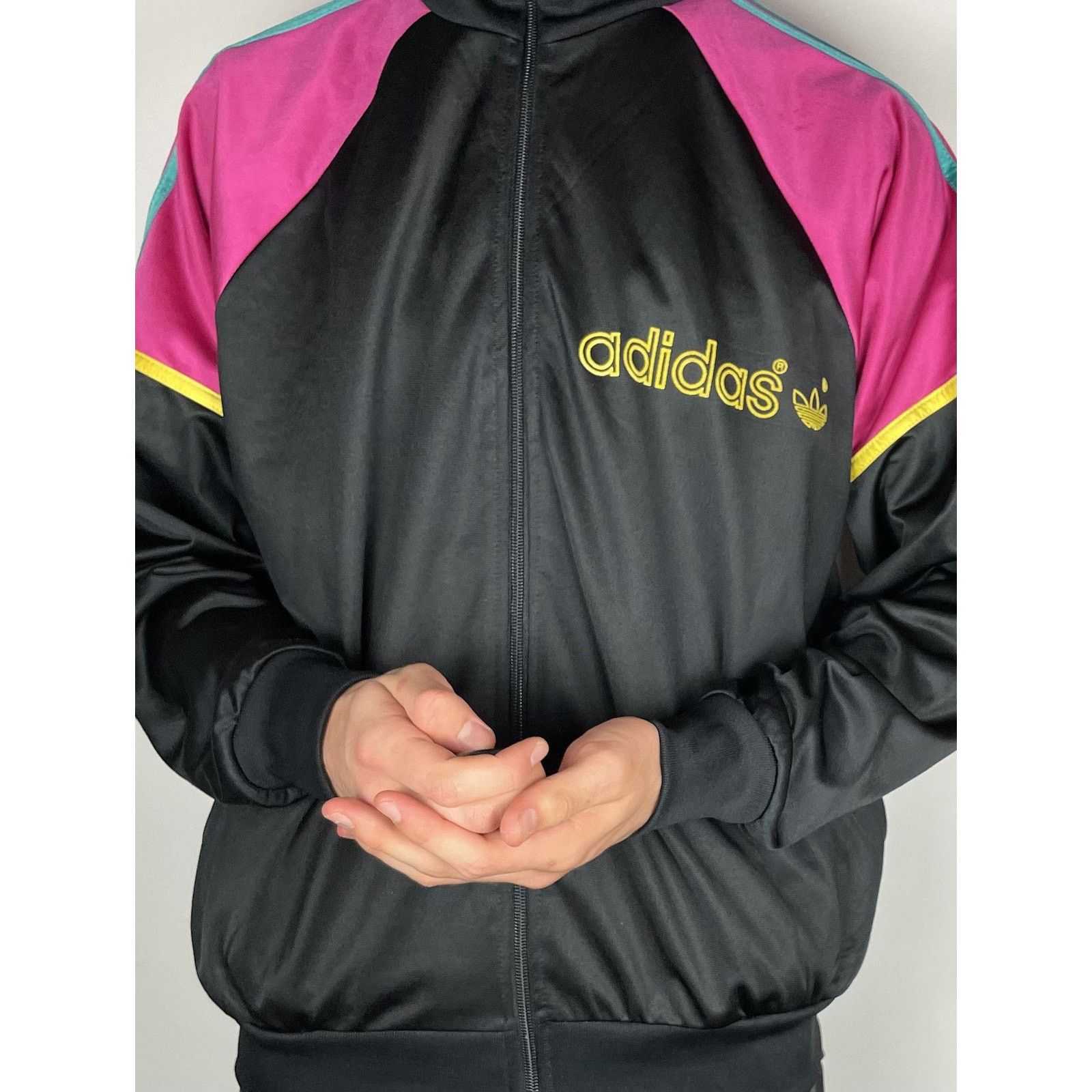 Adidas × Vintage VTG Adidas Men's Black Polyester Full Zip Track Jacket 38/40 Size US M / EU 48-50 / 2 - 2 Thumbnail