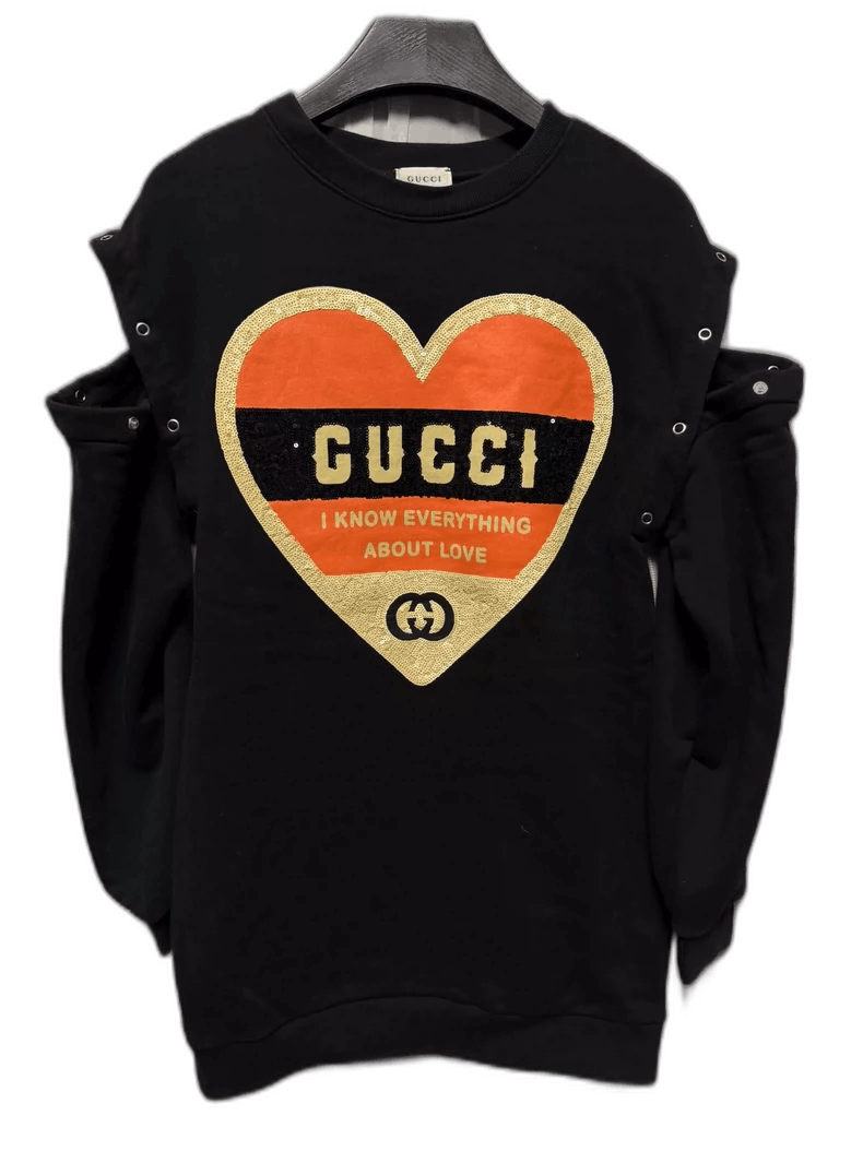 gucci heart logo detachable sleeve t-shirt dress
