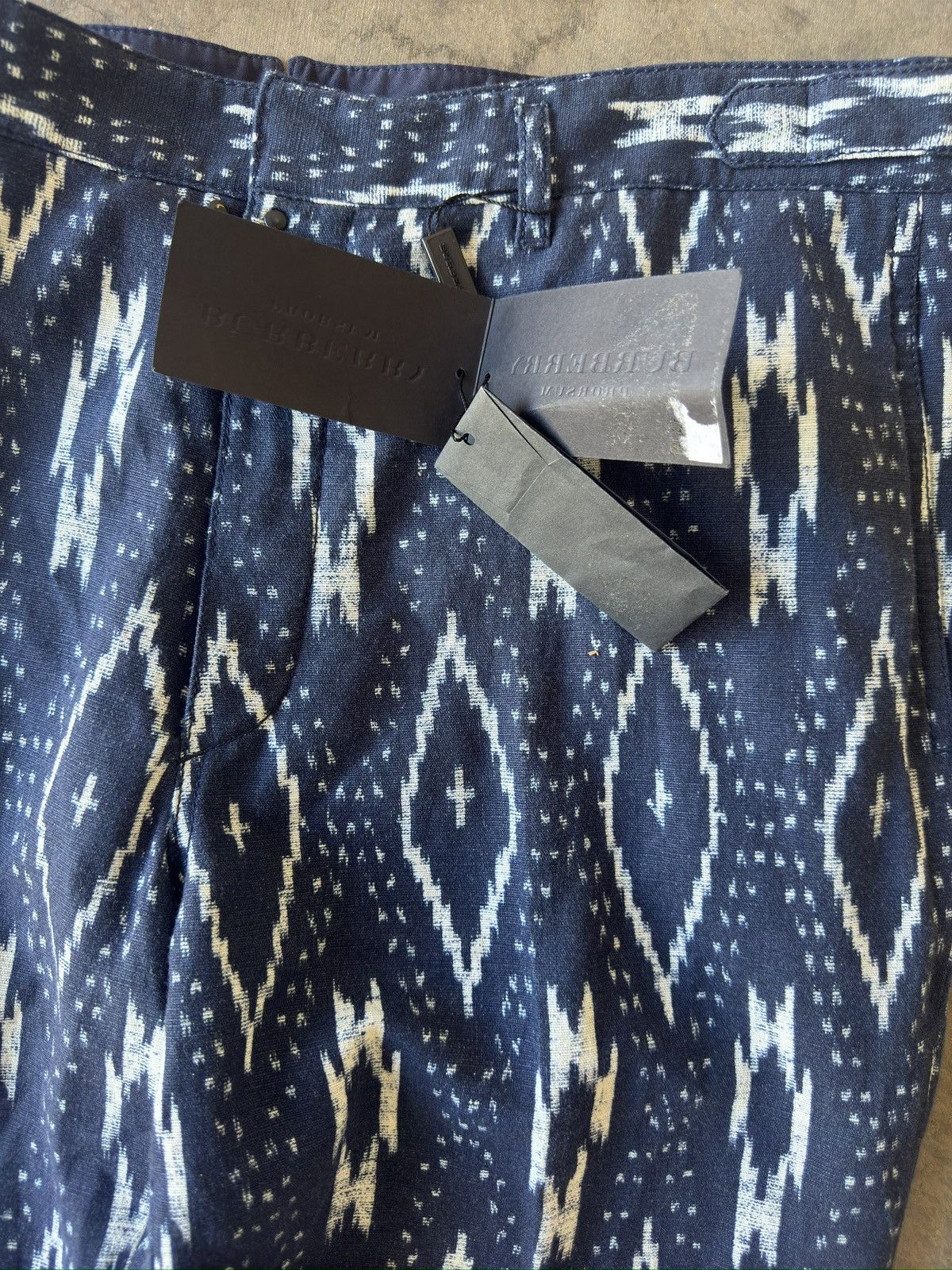 Burberry SS 2012 Burberry NWT Indigo White Ikat Tri Blend Pants Size US 36 / EU 52 - 8 Thumbnail