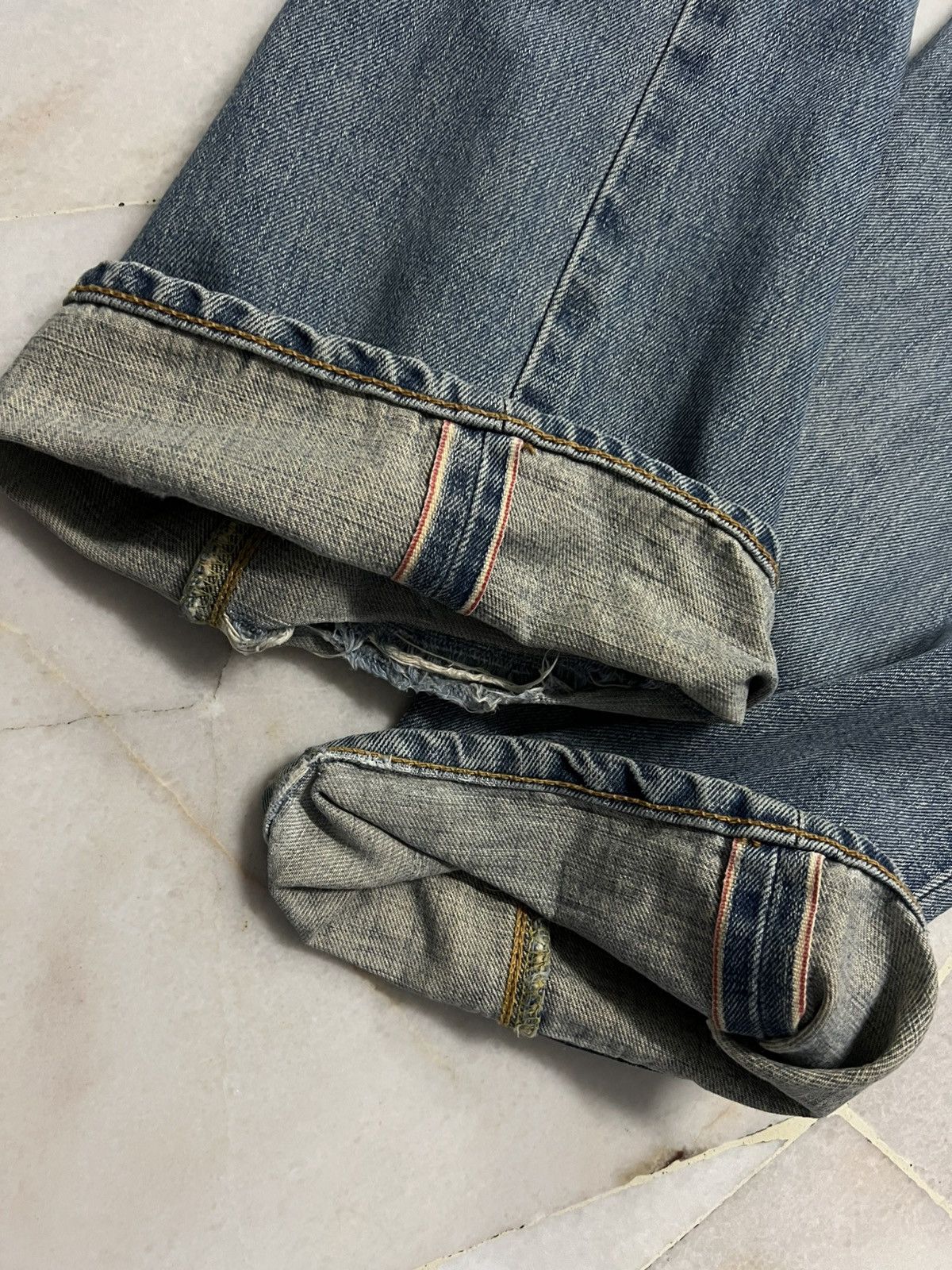 Edwin 💥Baggy💥Vintage Edwin 505 Distressed Selvedge Faded Jean Size US 32 / EU 48 - 20 Thumbnail