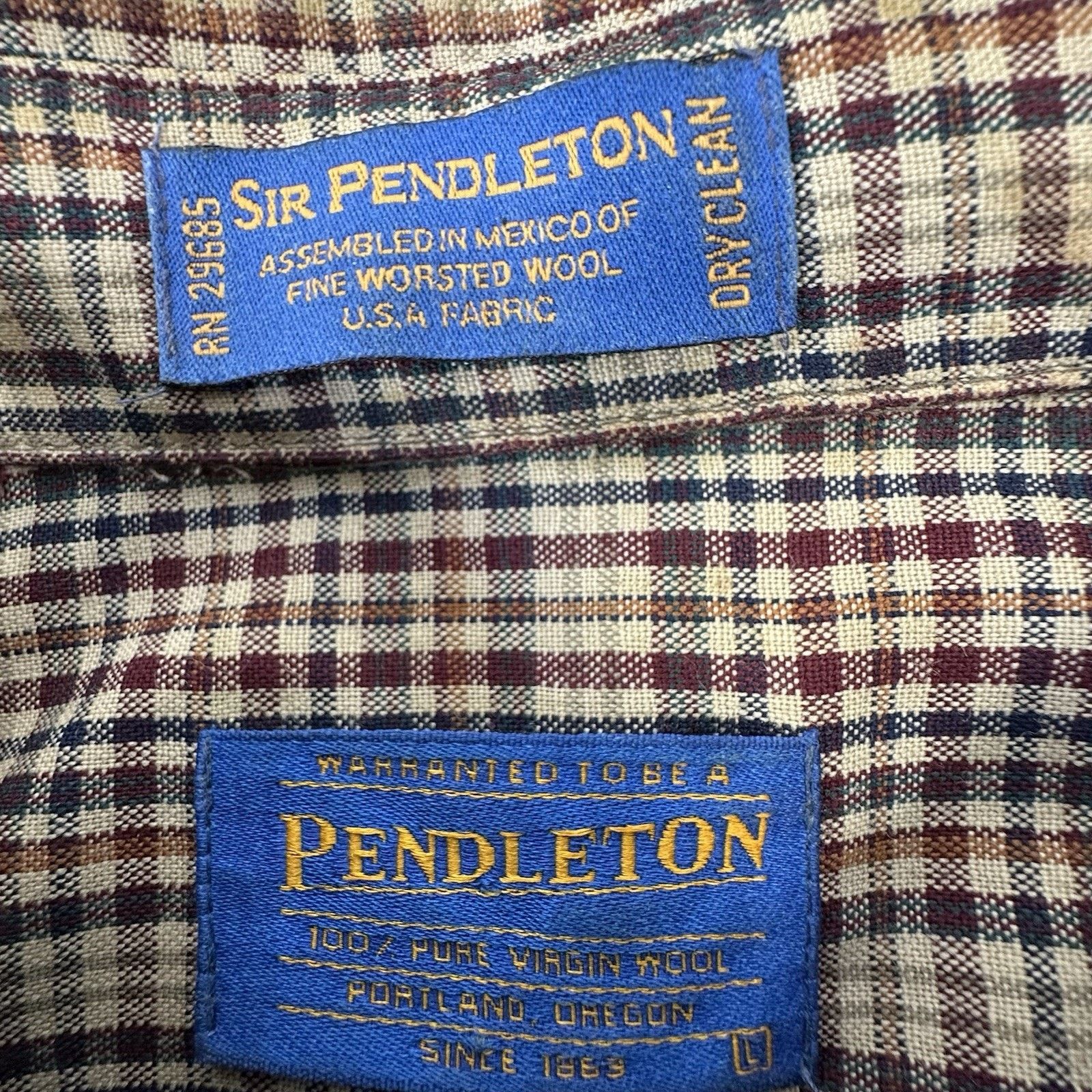 Pendleton Vintage Pendleton Worsted Wool Shirt Men Large Brown Plaid Size US L / EU 52-54 / 3 - 7 Thumbnail