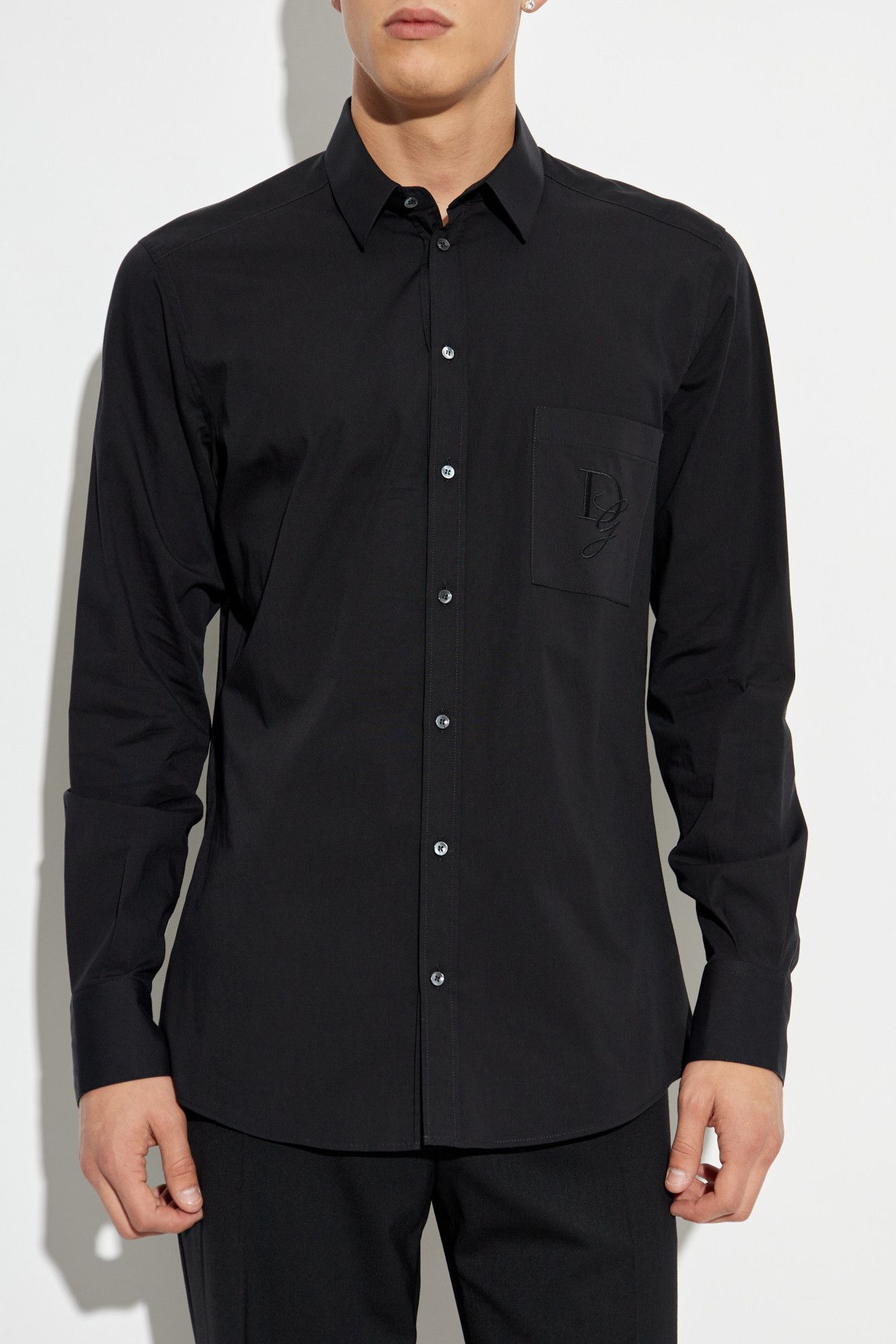 Dolce & Gabbana o1s22i1n0225 Embroidered Pocket Shirt in Black Size US M / EU 48-50 / 2 - 3 Thumbnail