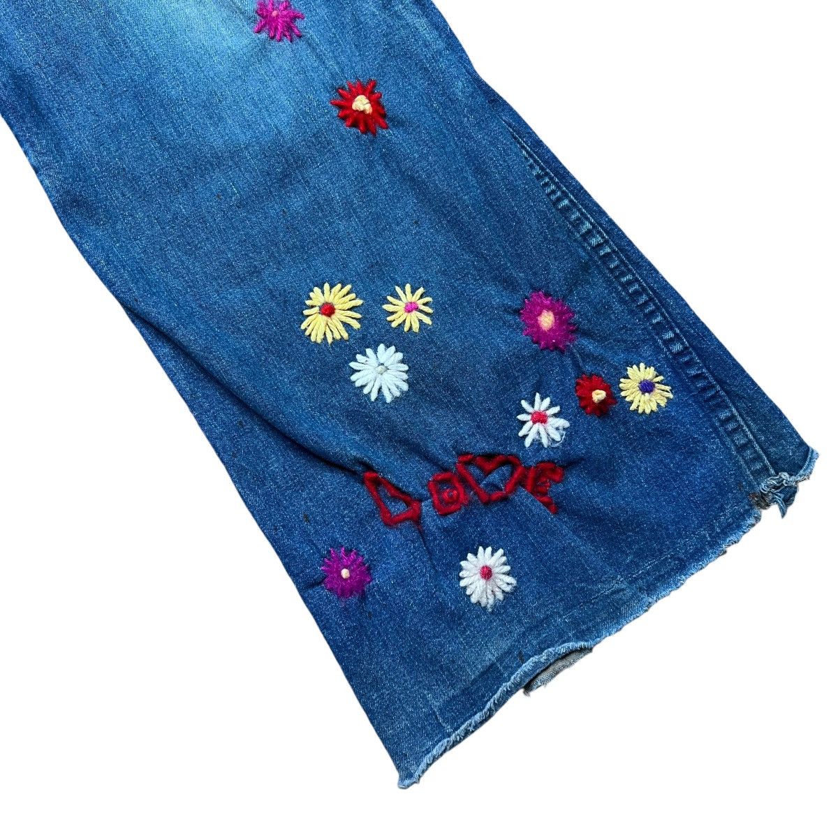Vintage Vintage 1970s Denim Custom Hippie Bellbottom Flare Jeans Size 31" - 5 Thumbnail