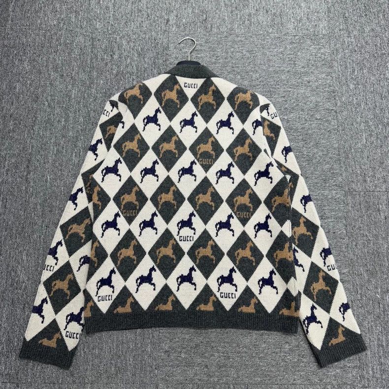 Gucci Gucci Prismatic plaid pony wool knitted cardigan jacket 250 Size US M / EU 48-50 / 2 - 5 Thumbnail