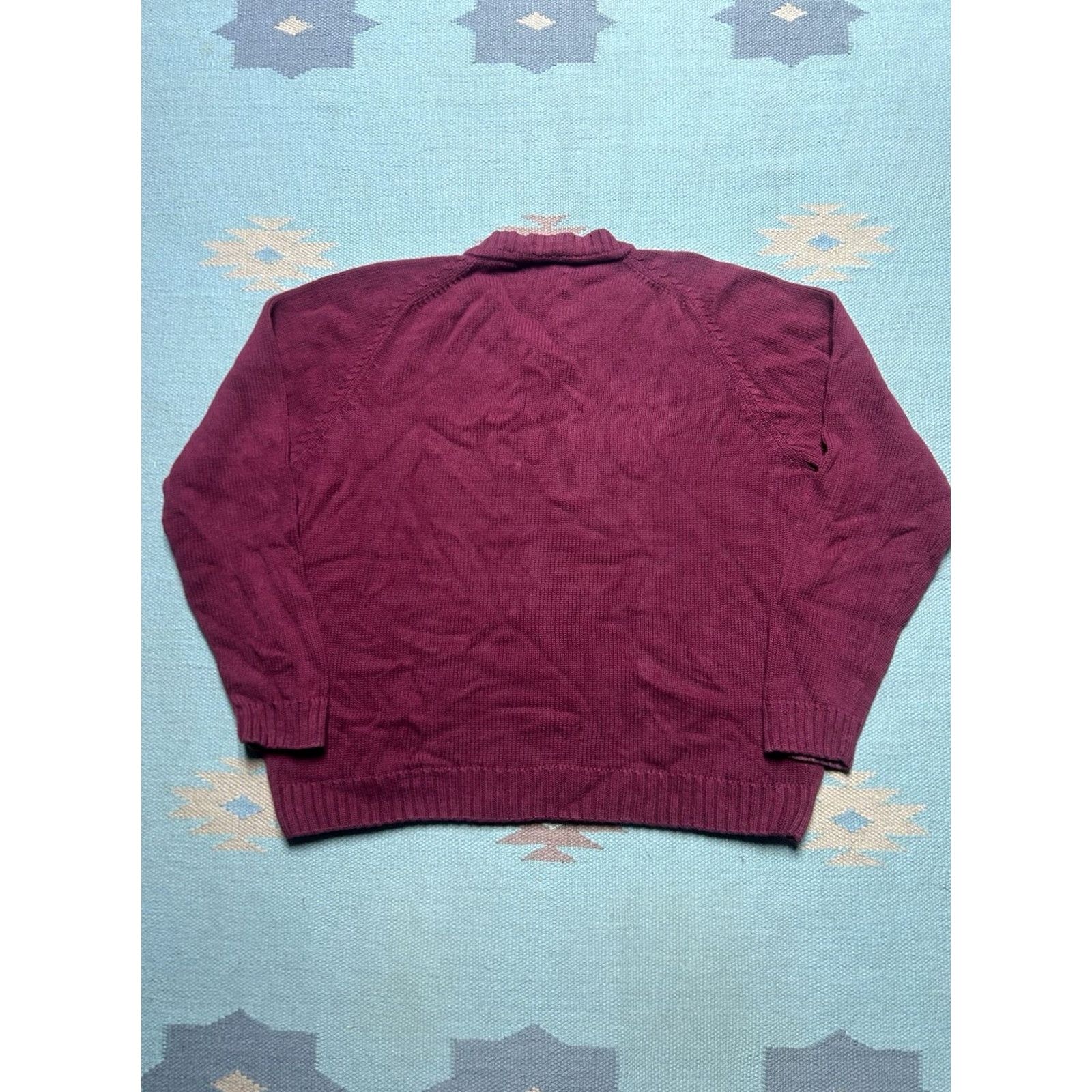 Vintage VINTAGE St John’s Bay V-Neck Sweater Cotton Knit Heavy Red Women’s Large Size L / US 10 / IT 46 - 5 Thumbnail